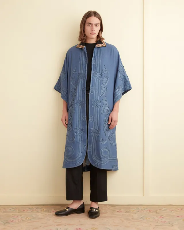 Nobleman Shawl Coat - Periwinkle sold by BODE