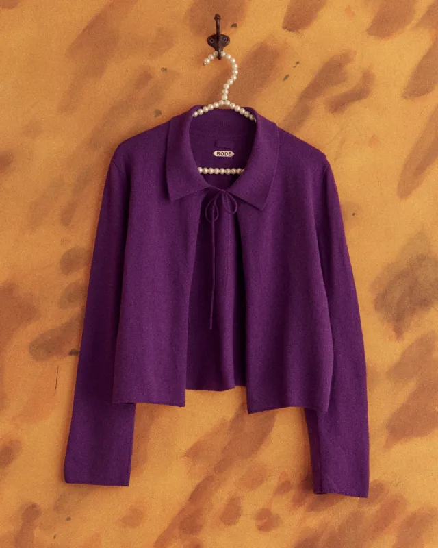 Lodge Cardigan - Plum sold by BODE