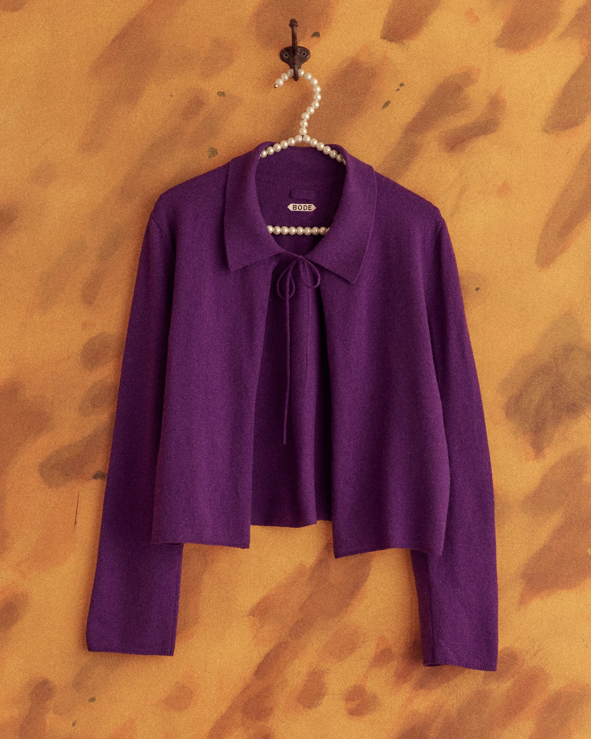 Lodge Cardigan - Plum sold by BODE