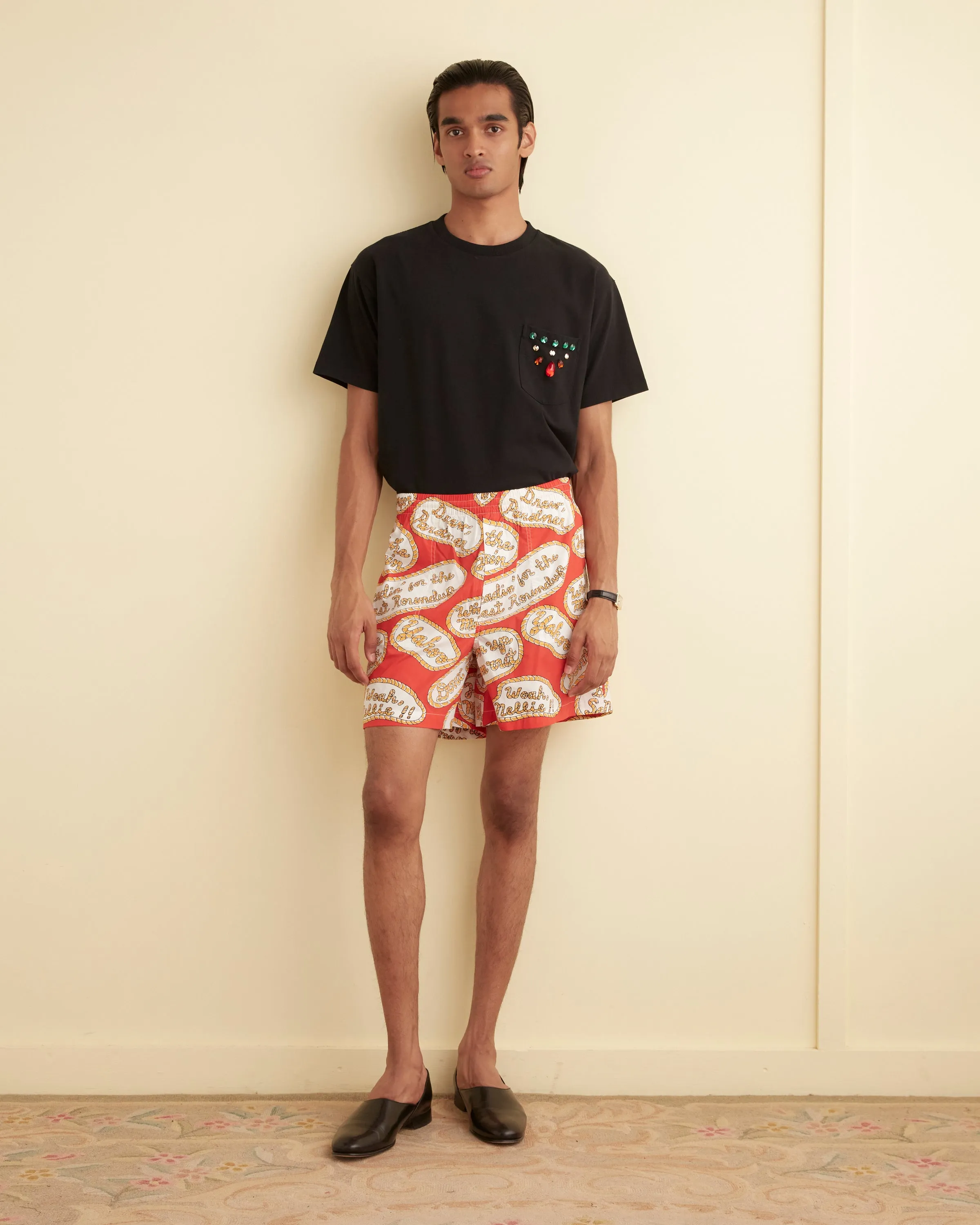 Rodeo Slogans Shorts sold by BODE