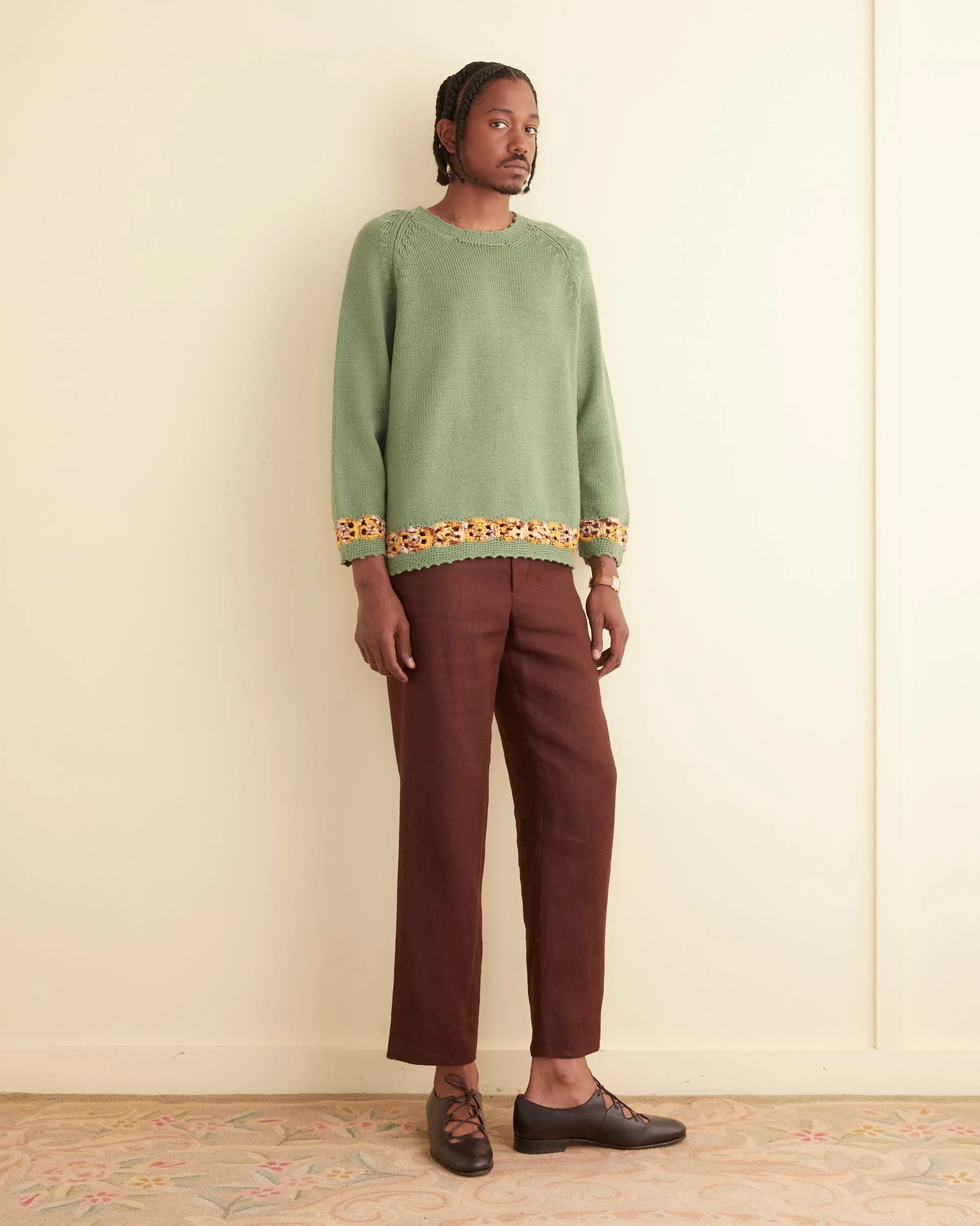 Daisy Garland Sweater - Green sold by BODE