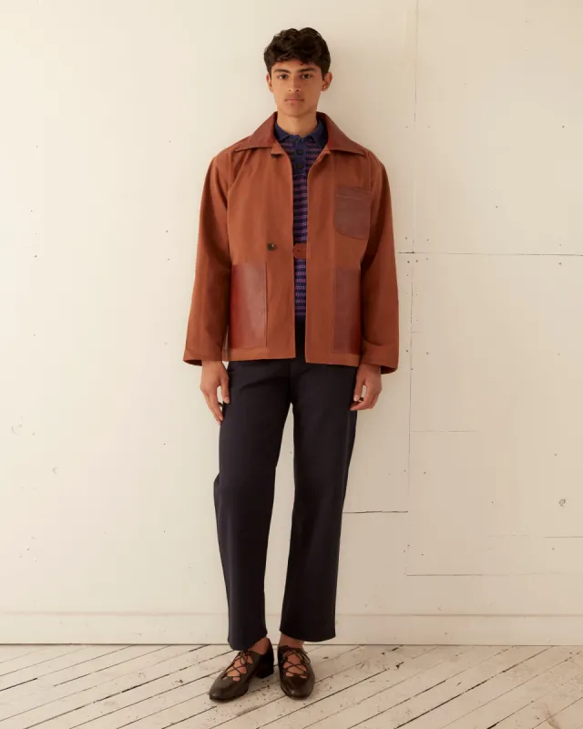 Leather Tab Jacket - Tan/Brown sold by BODE