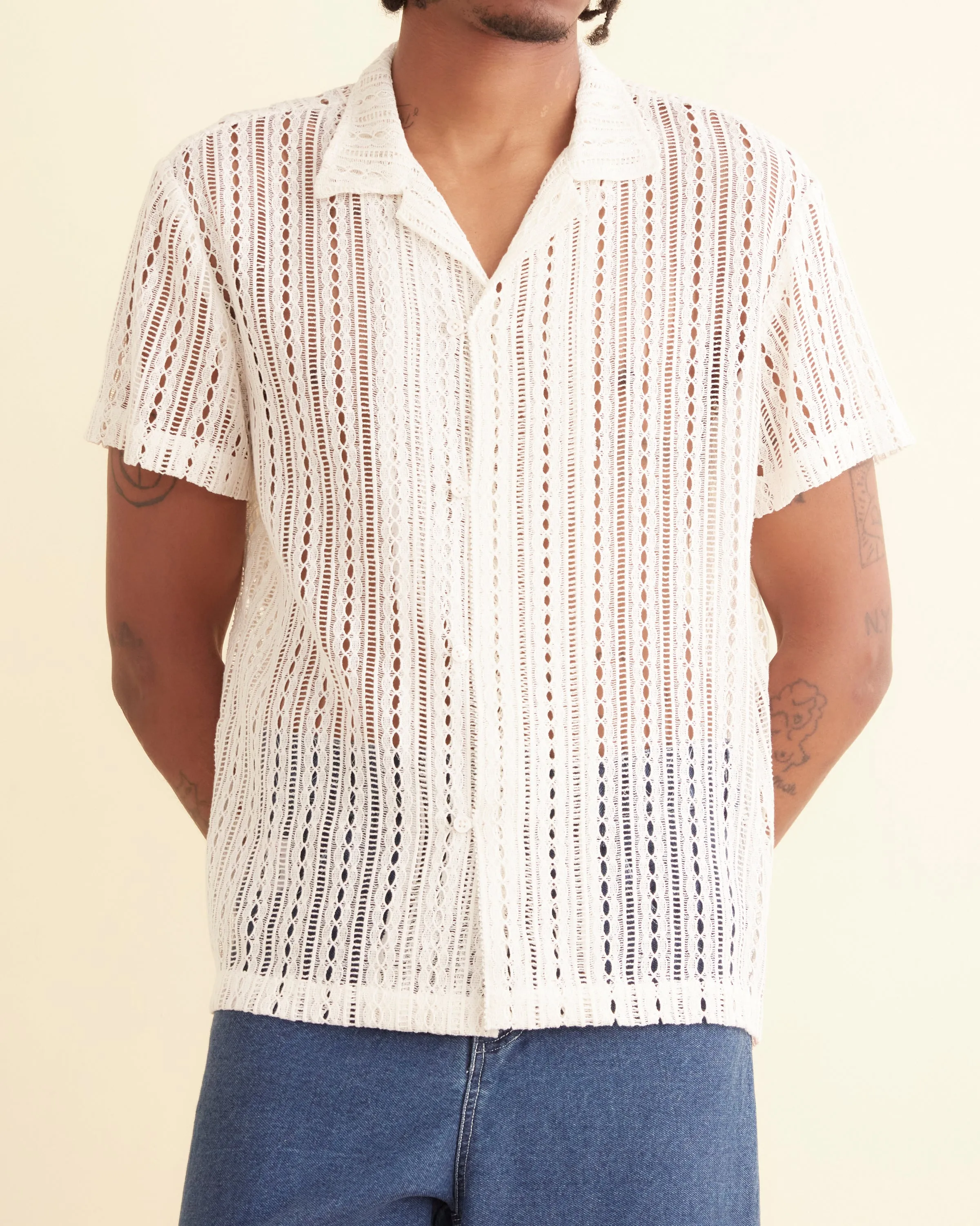 Meandering Lace Short Sleeve Shirt sold by BODE product image thumbnail 2