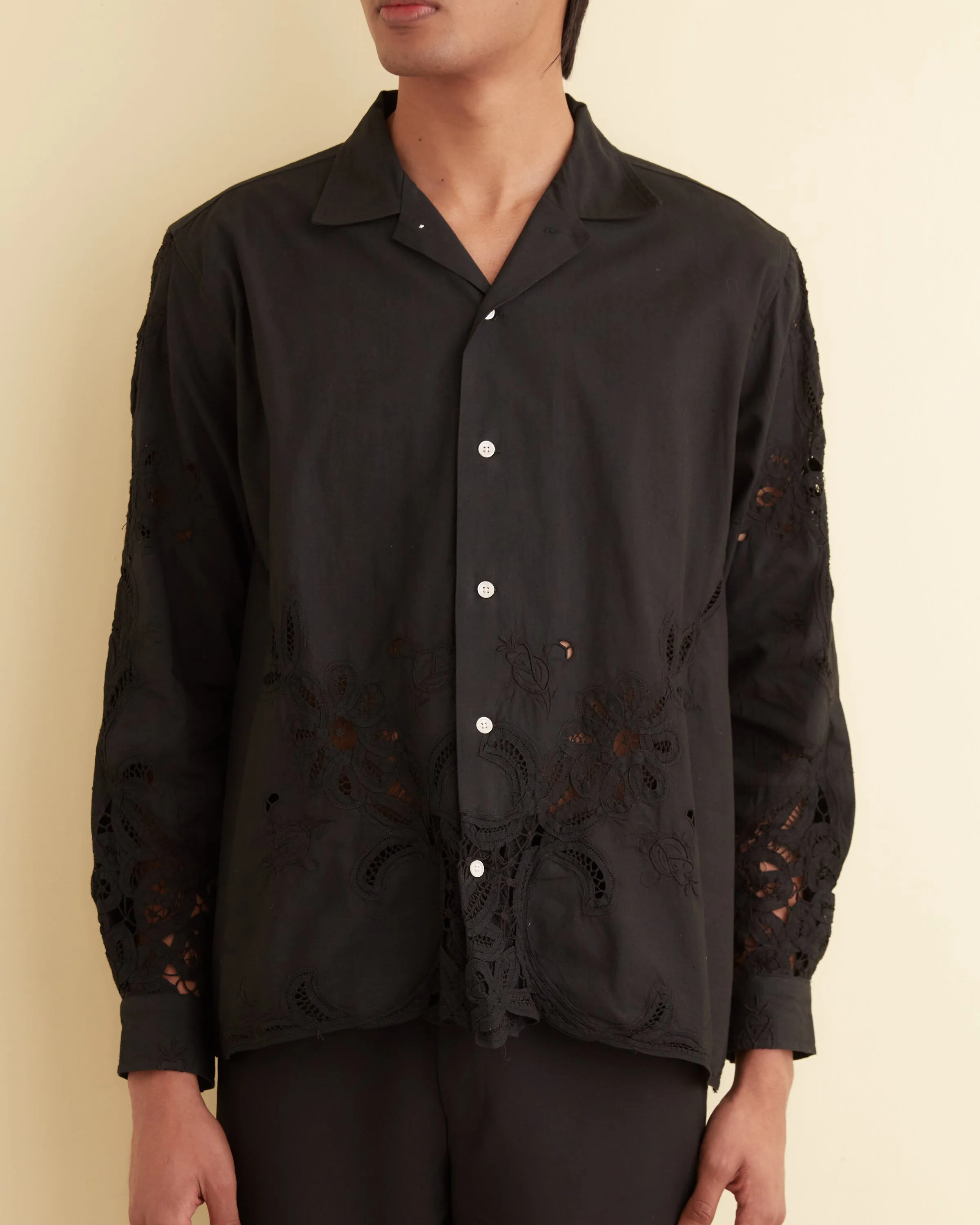 One-of-a-Kind Overdyed Lace Cutwork Shirt sold by BODE product image thumbnail 2