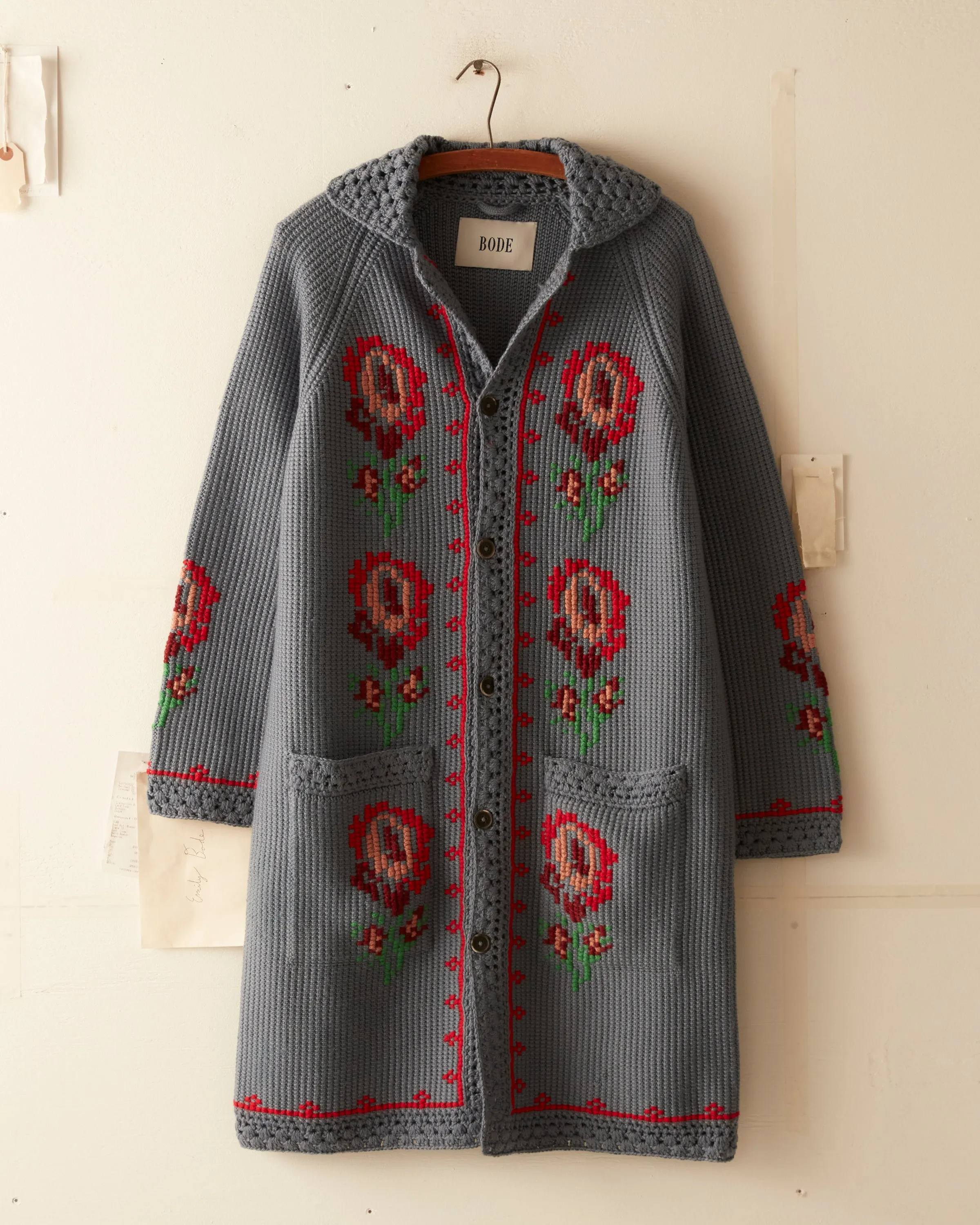 Fleur Cross Stitch Cardigan sold by BODE