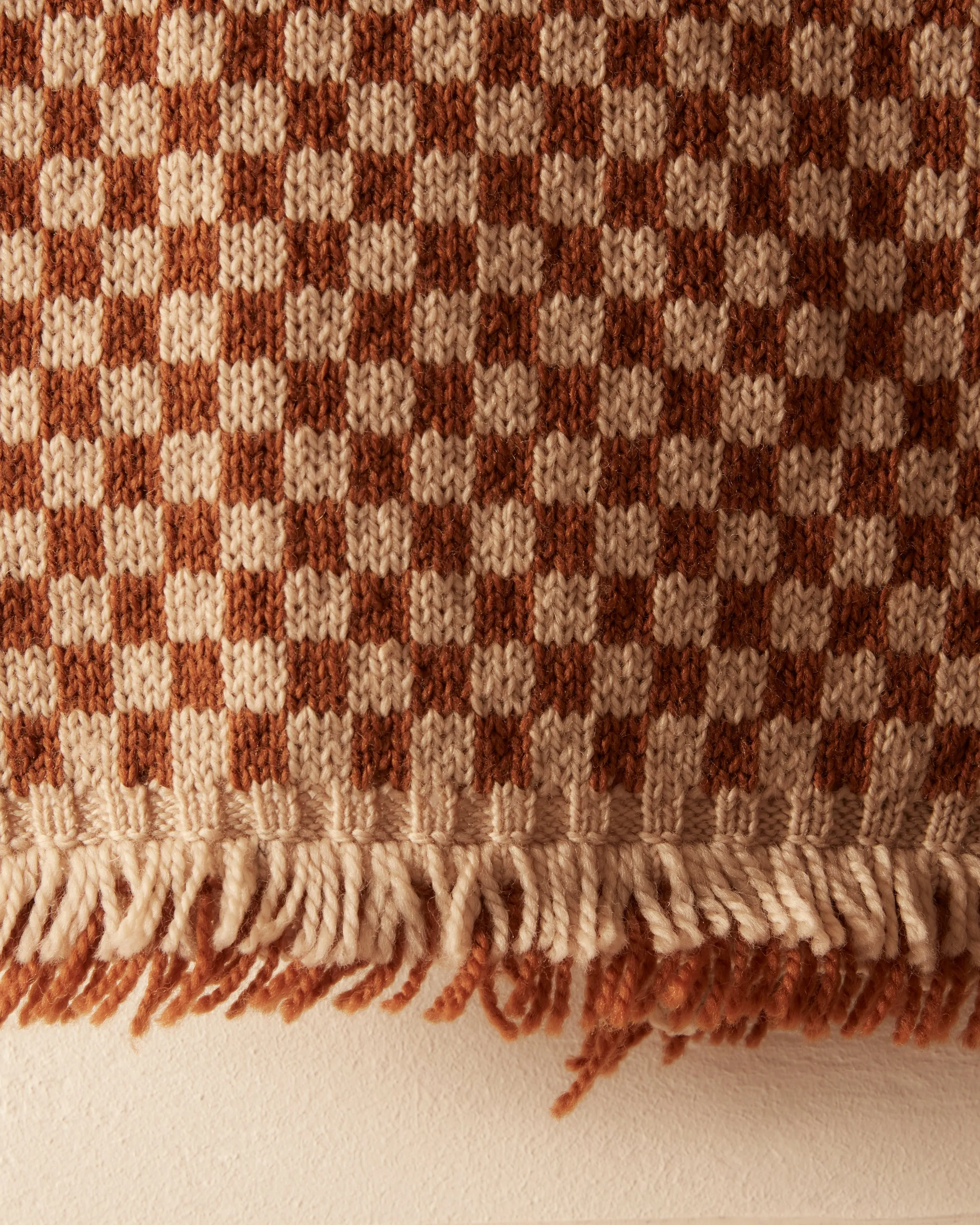Fringe Check Scarf - Brown Tan sold by BODE product image thumbnail 2