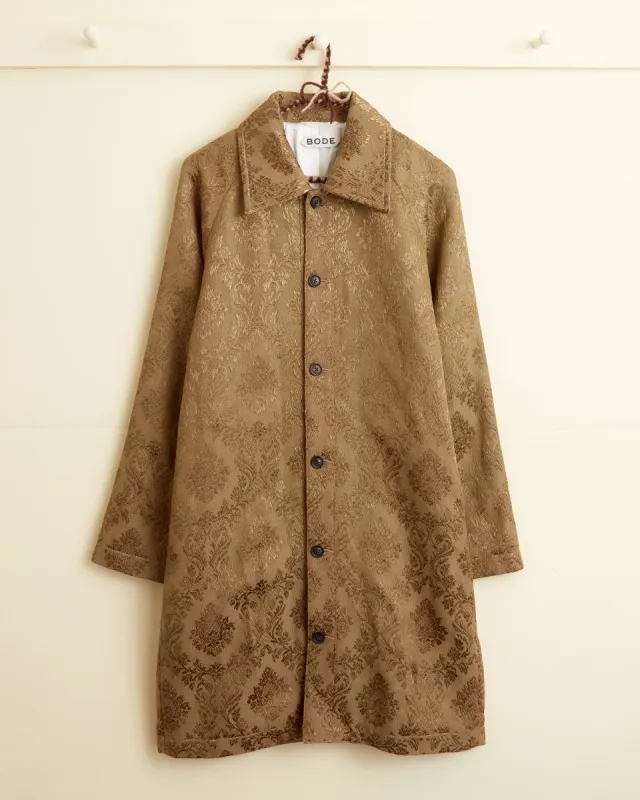 Olive Brocade Coat - XXS sold by BODE