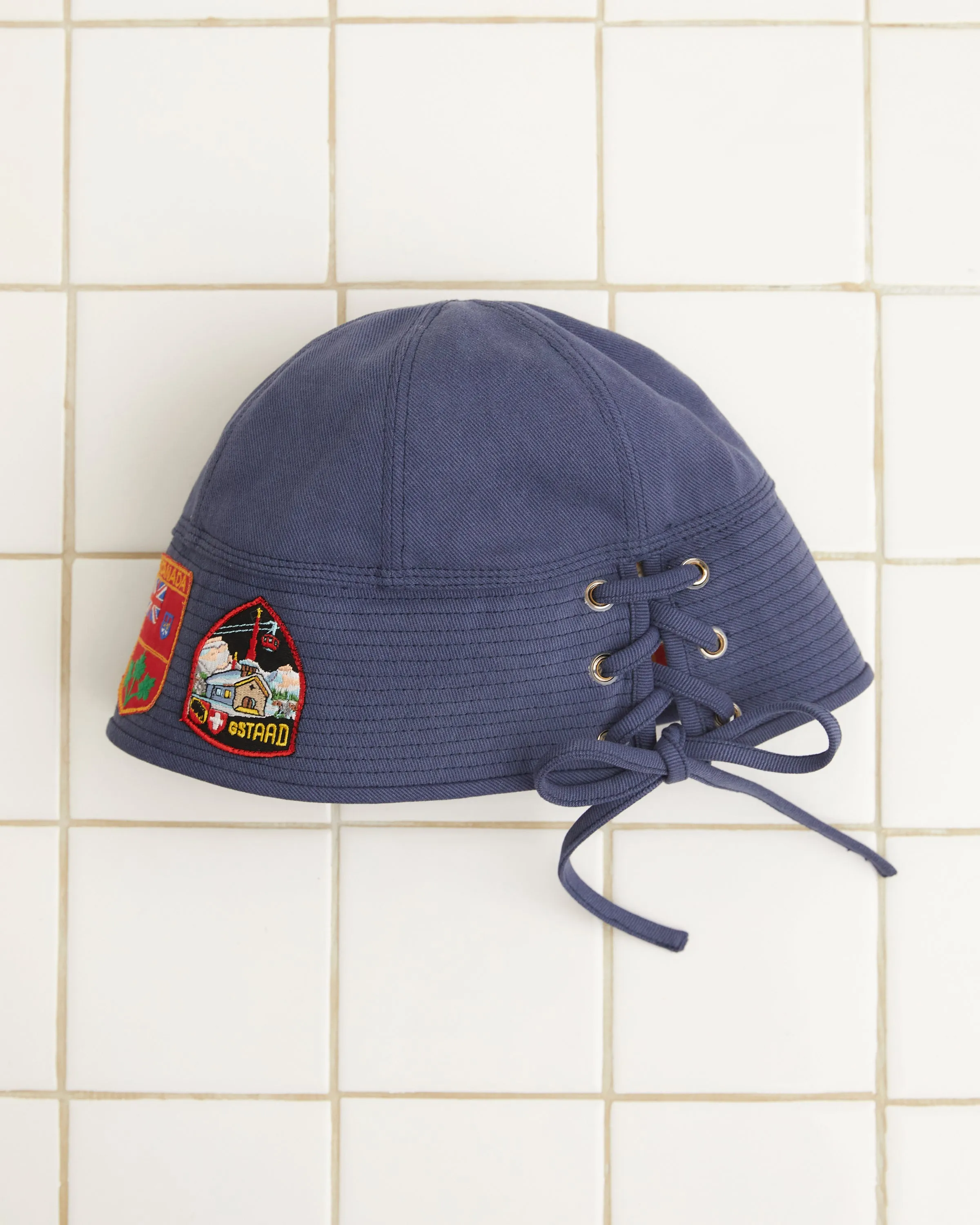 Patched Sailor Cap - Blue sold by BODE