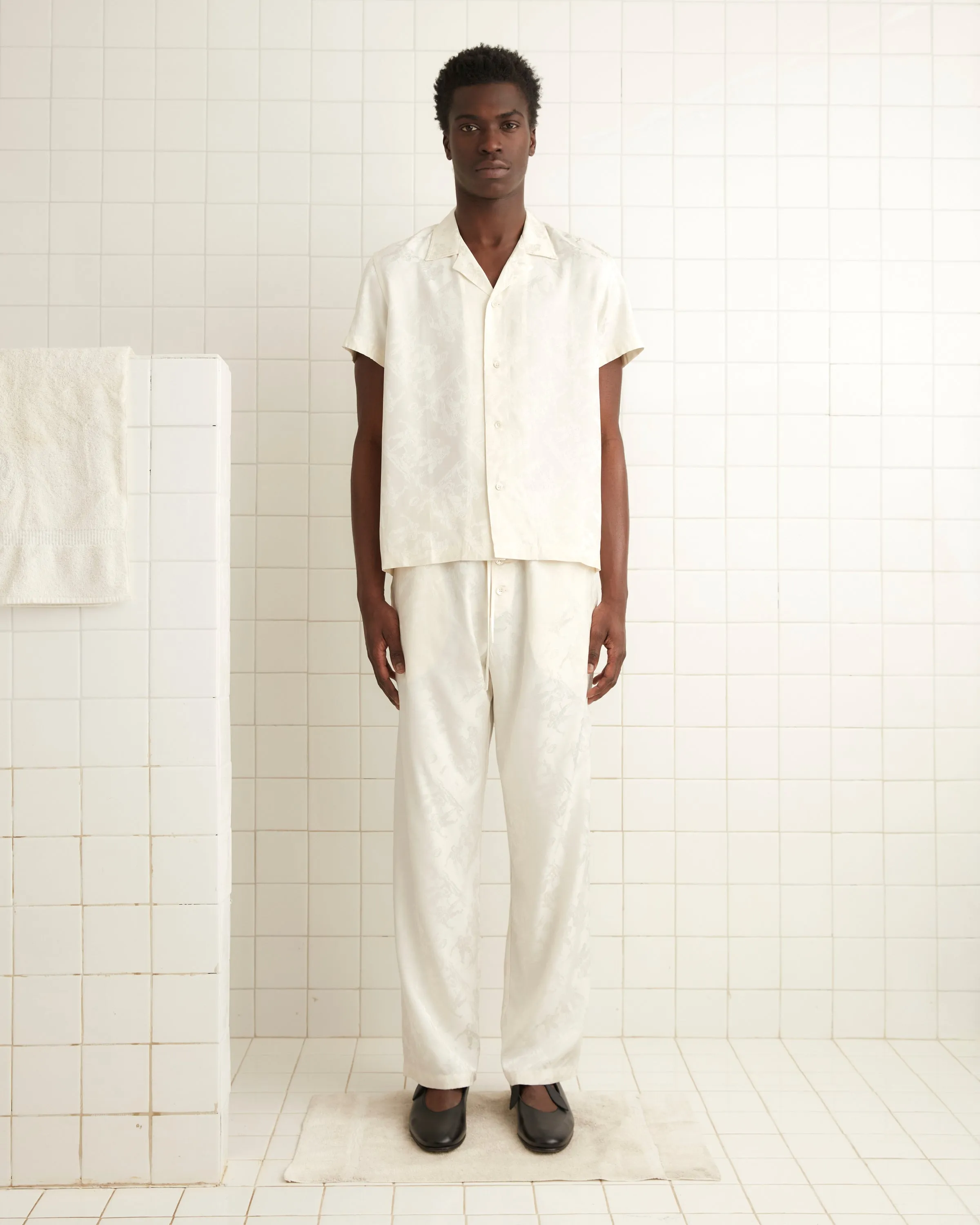 Football Jacquard Pajama Pants - Cream sold by BODE