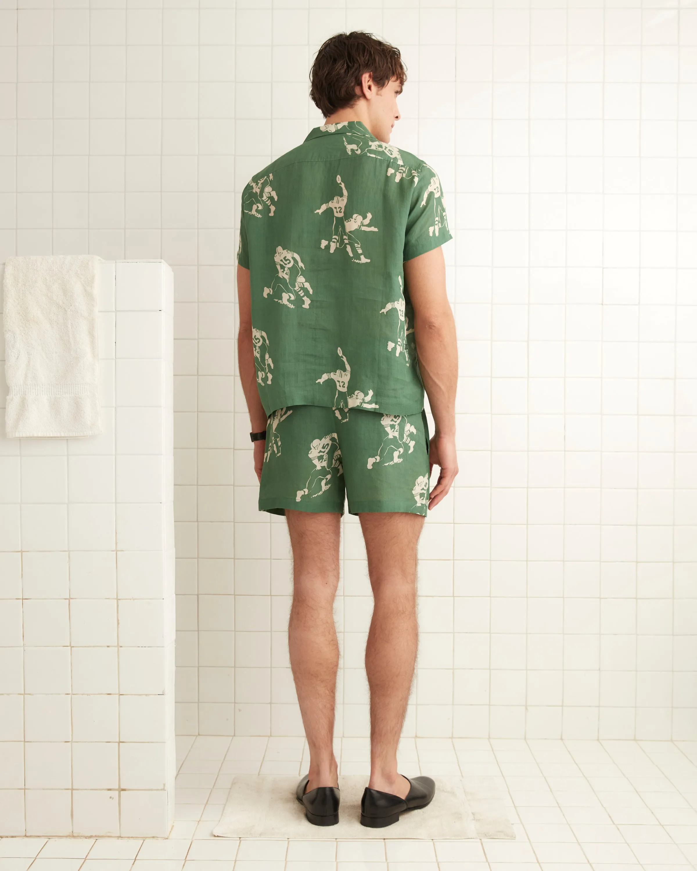 Football Silhouette Short Sleeve Shirt - Green/Cream sold by BODE product image thumbnail 3