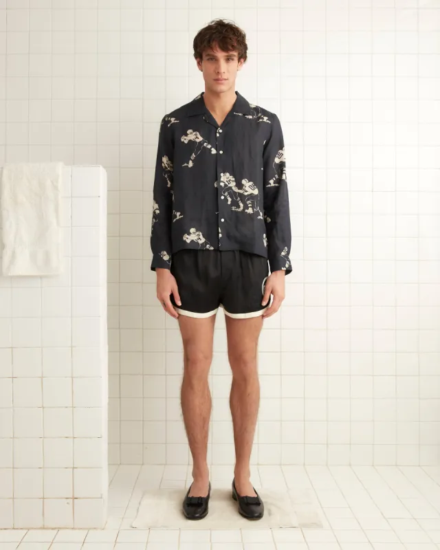 Football Silhouette Long Sleeve Shirt - Black/Cream sold by BODE