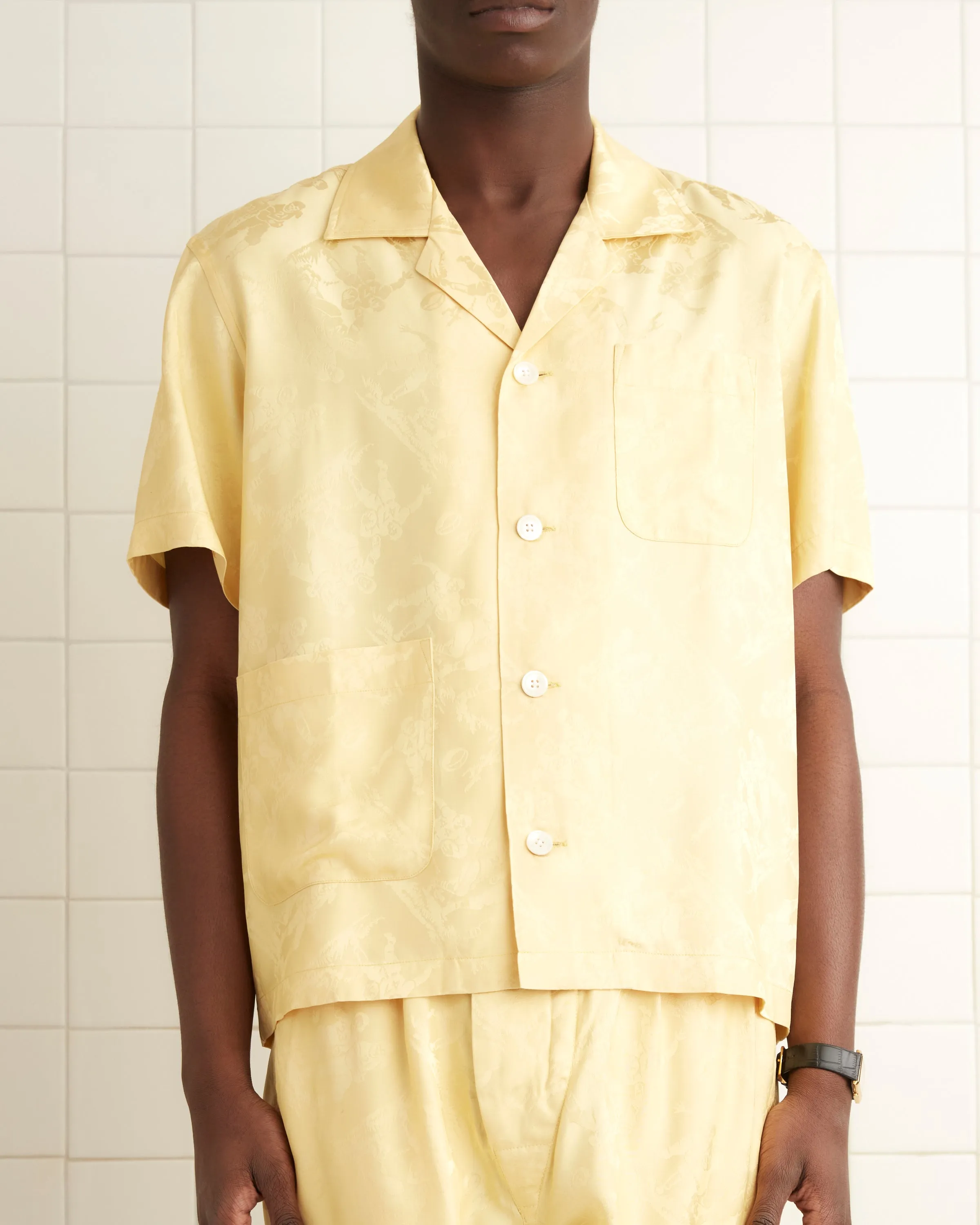 Football Jacquard Short Sleeve Louie Shirt - Yellow sold by BODE product image thumbnail 2
