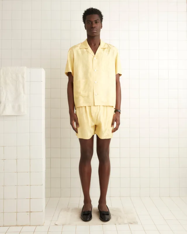 Football Jacquard Short Sleeve Louie Shirt - Yellow sold by BODE