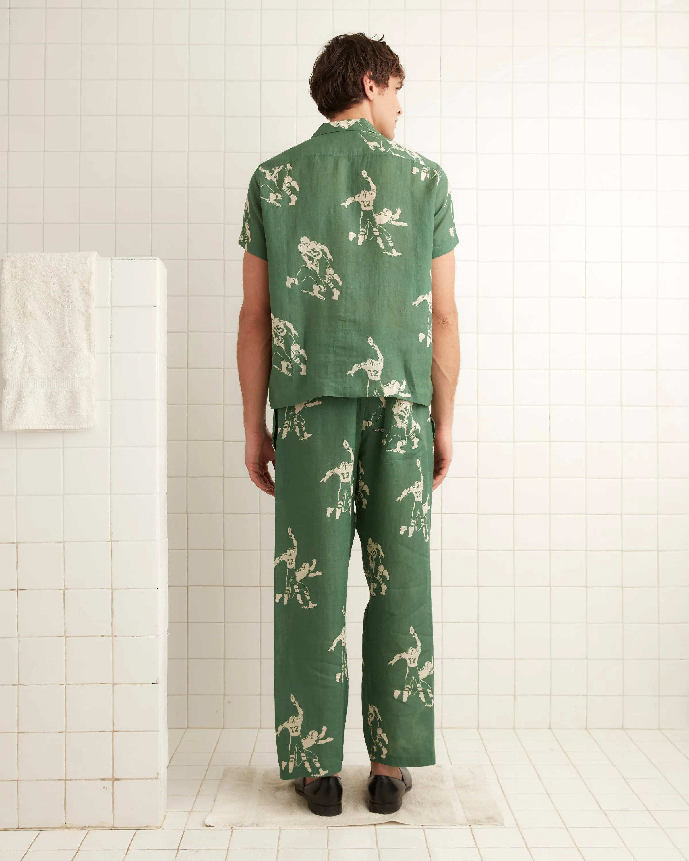 Football Silhouette Pajama Pants - Green/Cream sold by BODE product image thumbnail 3