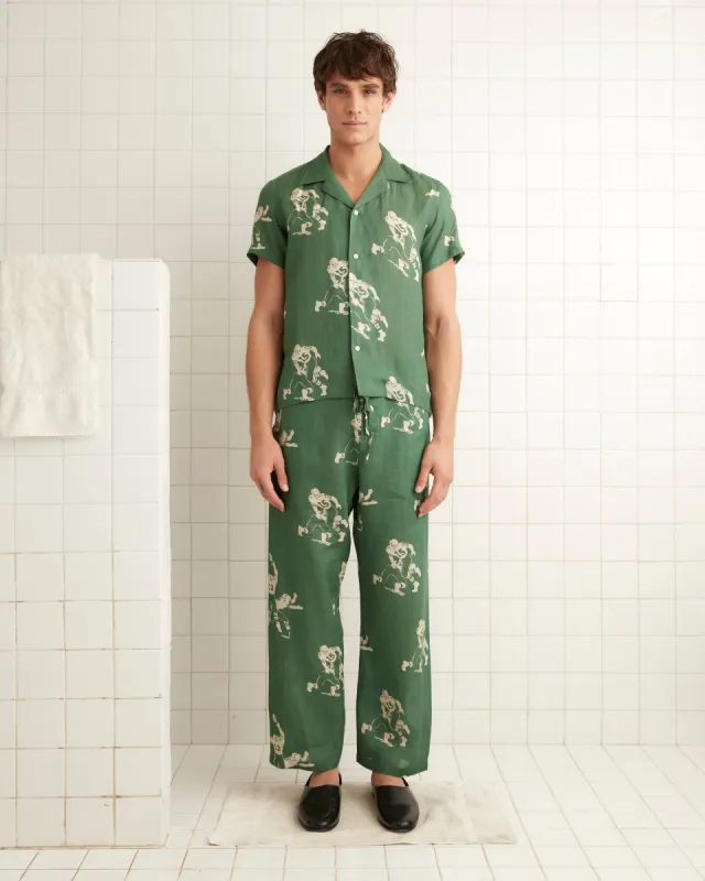 Football Silhouette Pajama Pants - Green/Cream sold by BODE