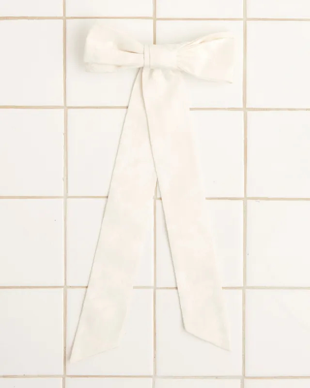 Football Jacquard Bow Barrette - Cream sold by BODE