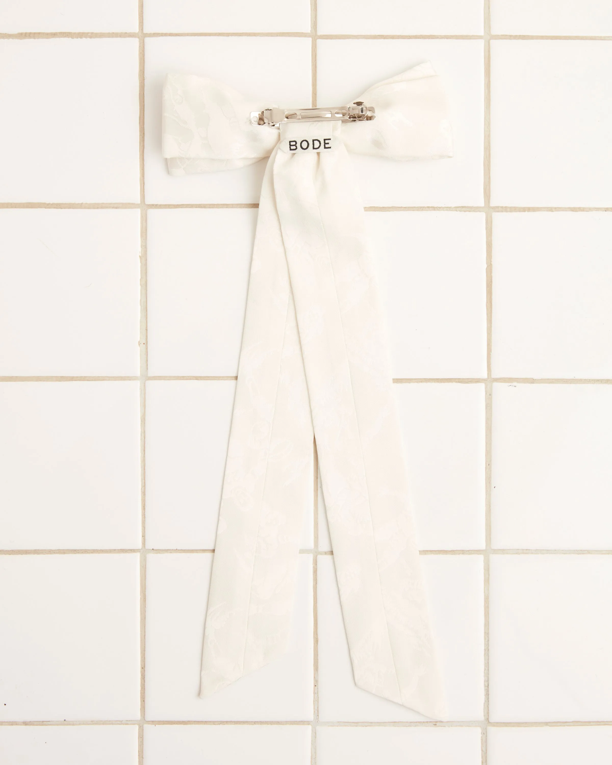 Football Jacquard Bow Barrette - Cream sold by BODE product image thumbnail 2