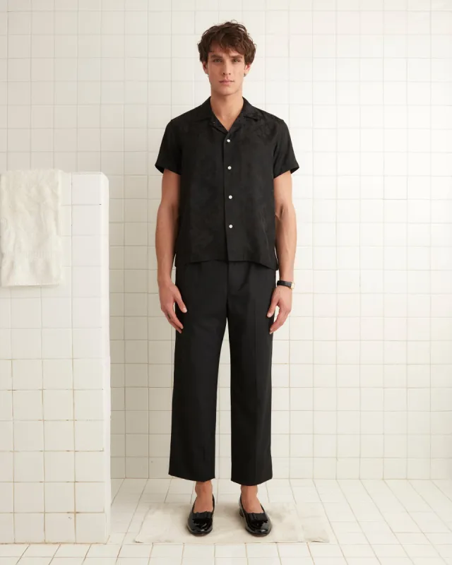 Football Jacquard Bowling Shirt - Black sold by BODE