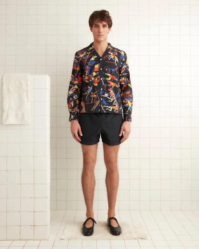 Pastimes Long Sleeve Shirt - Black/Multi sold by BODE