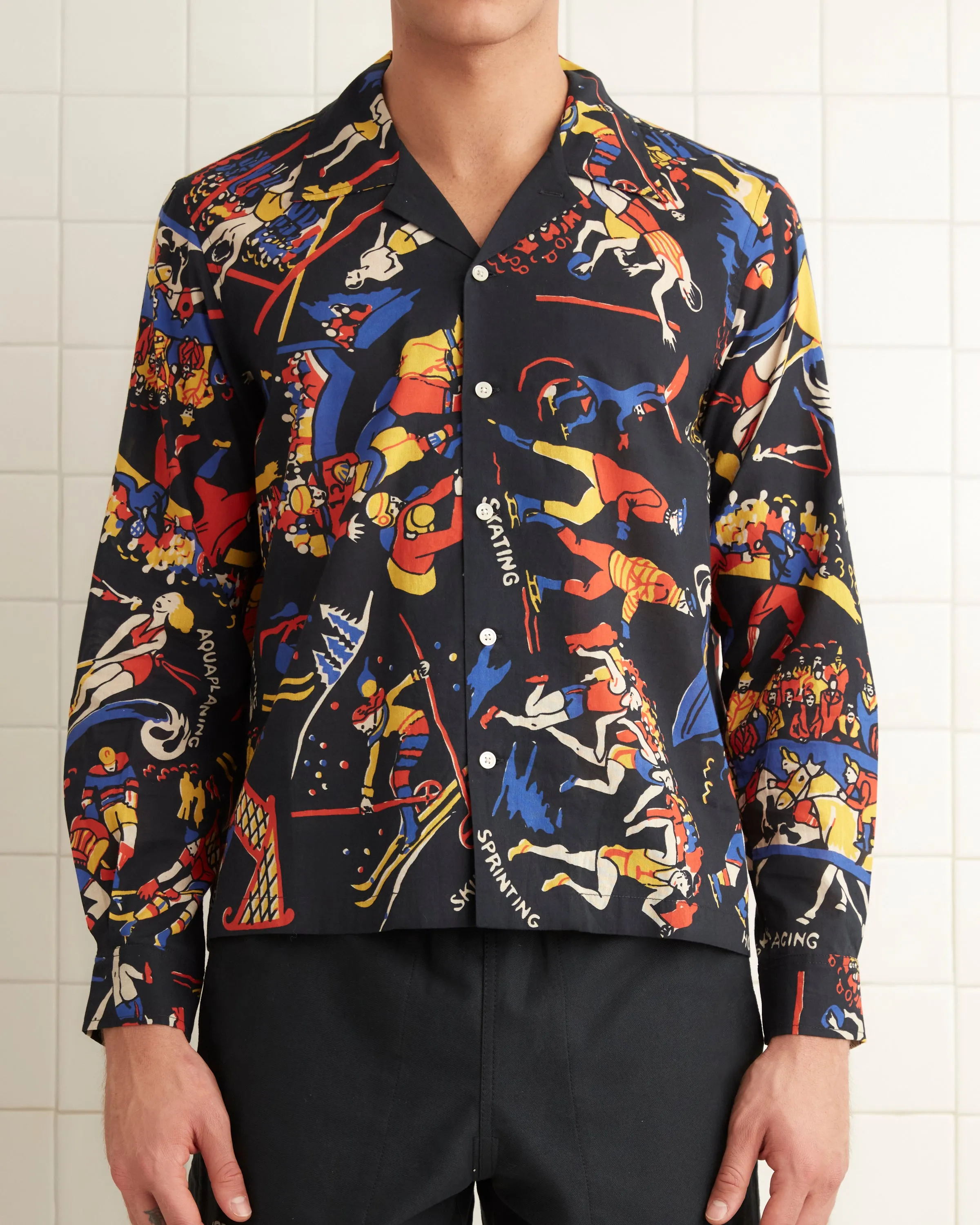 Pastimes Long Sleeve Shirt - Black/Multi sold by BODE product image thumbnail 2