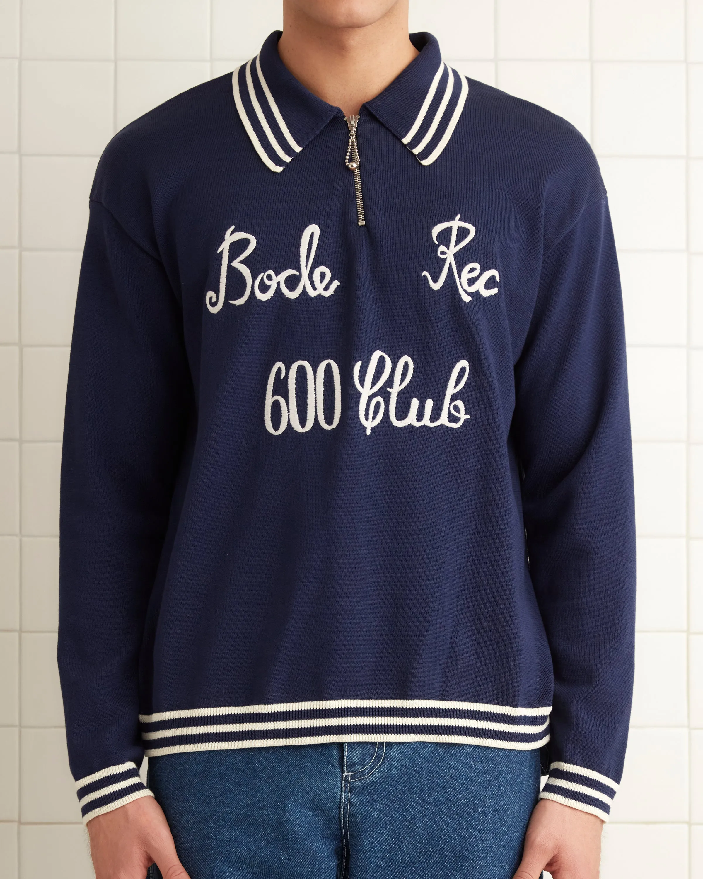 Club Long-Sleeved Polo - Navy sold by BODE product image thumbnail 3