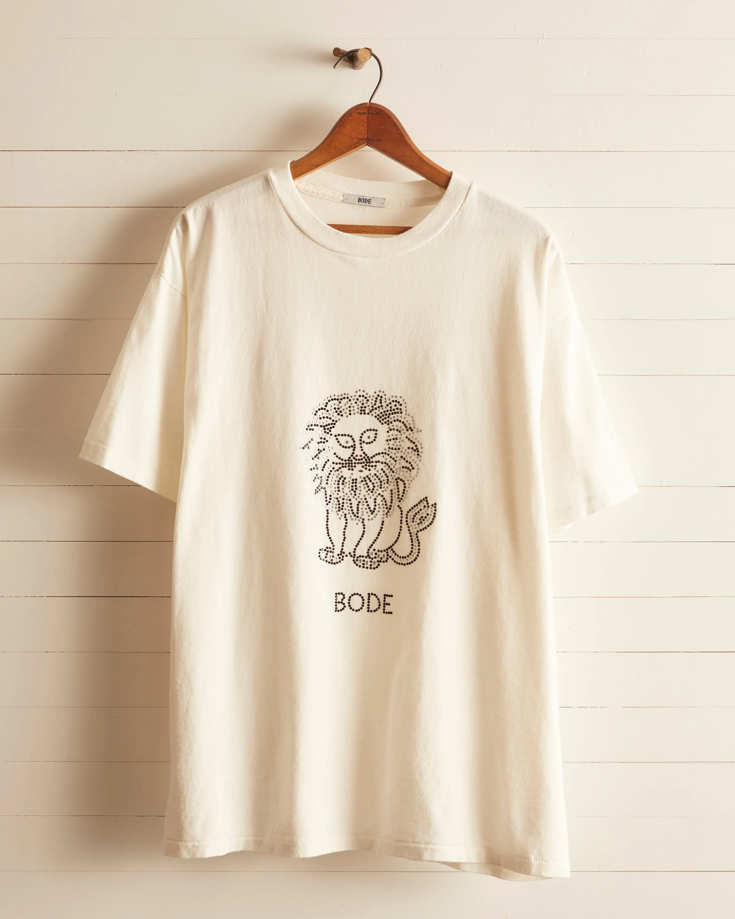 Embellished Lion Tee - White sold by BODE