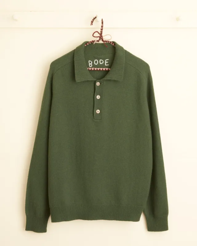 Cashmere Polo - Green sold by BODE