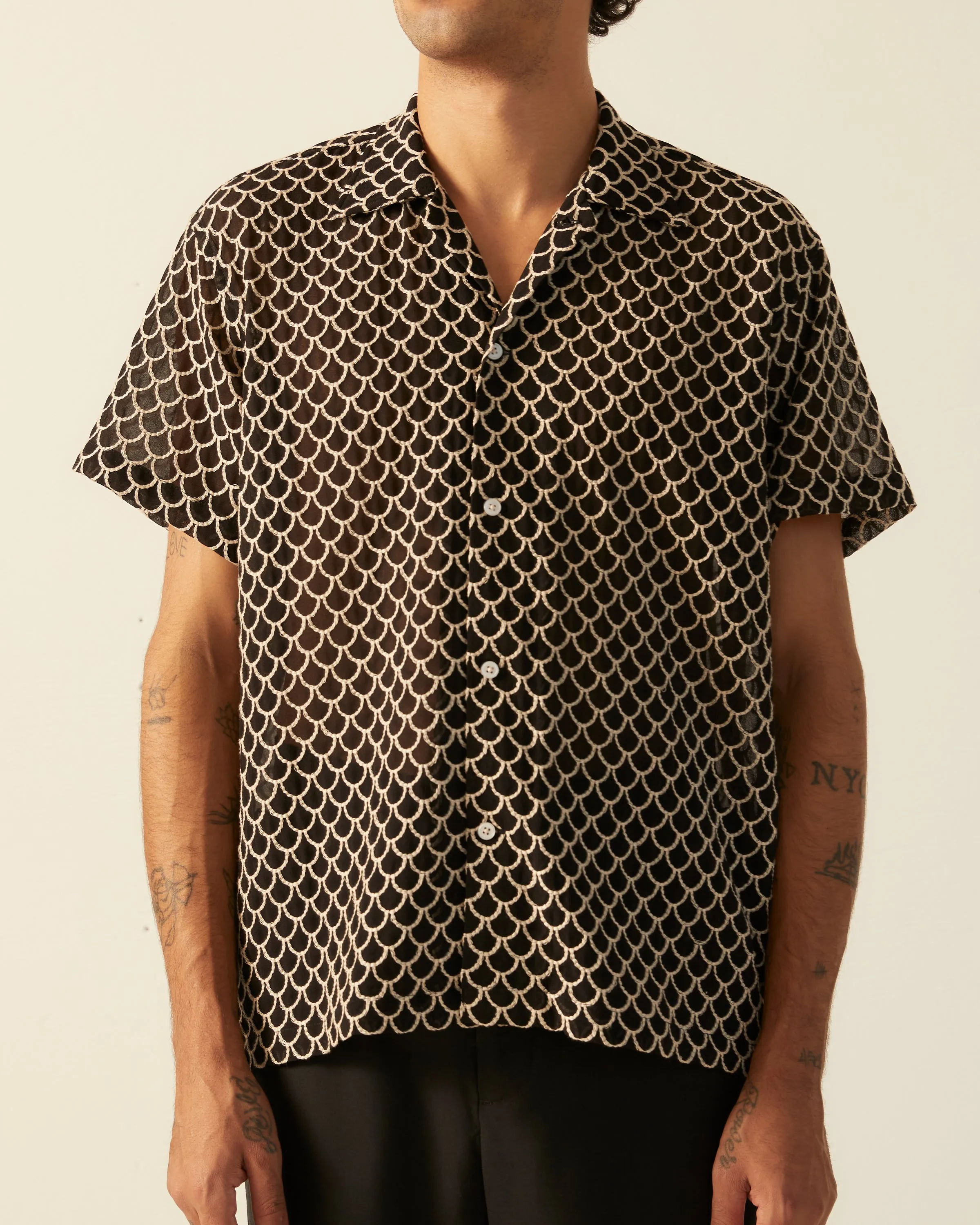 Embroidered Sheer Siren Short Sleeve Shirt sold by BODE product image thumbnail 2