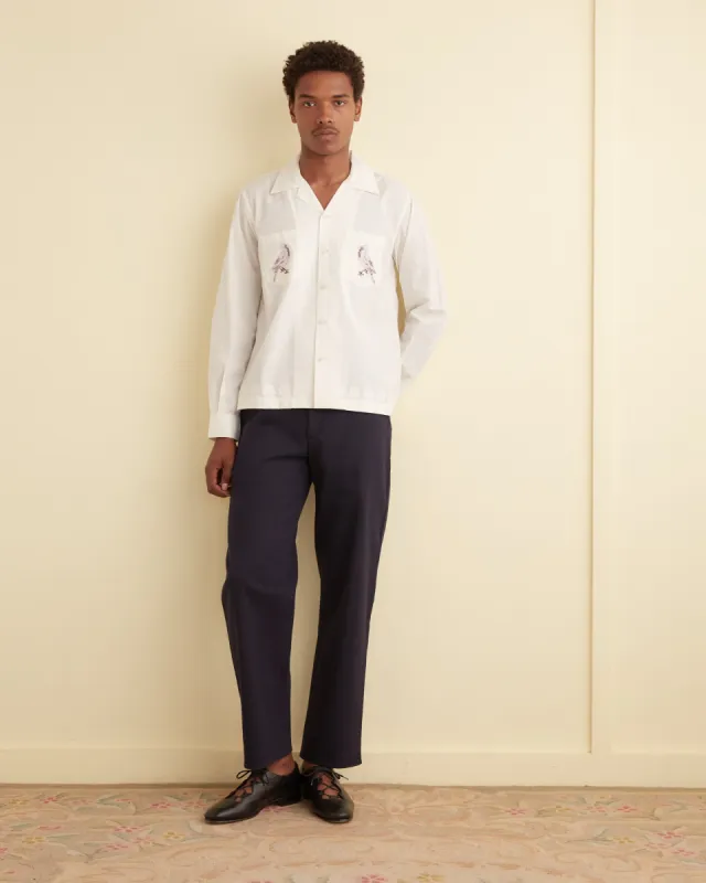 Cardinal Appliqué Long Sleeve Shirt sold by BODE