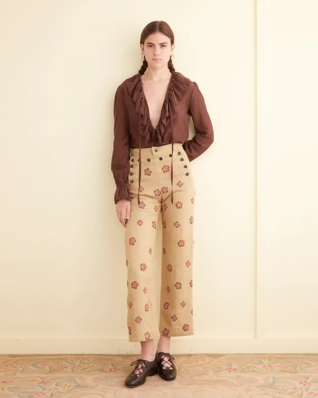 Embroidered Waxflower Trousers sold by BODE