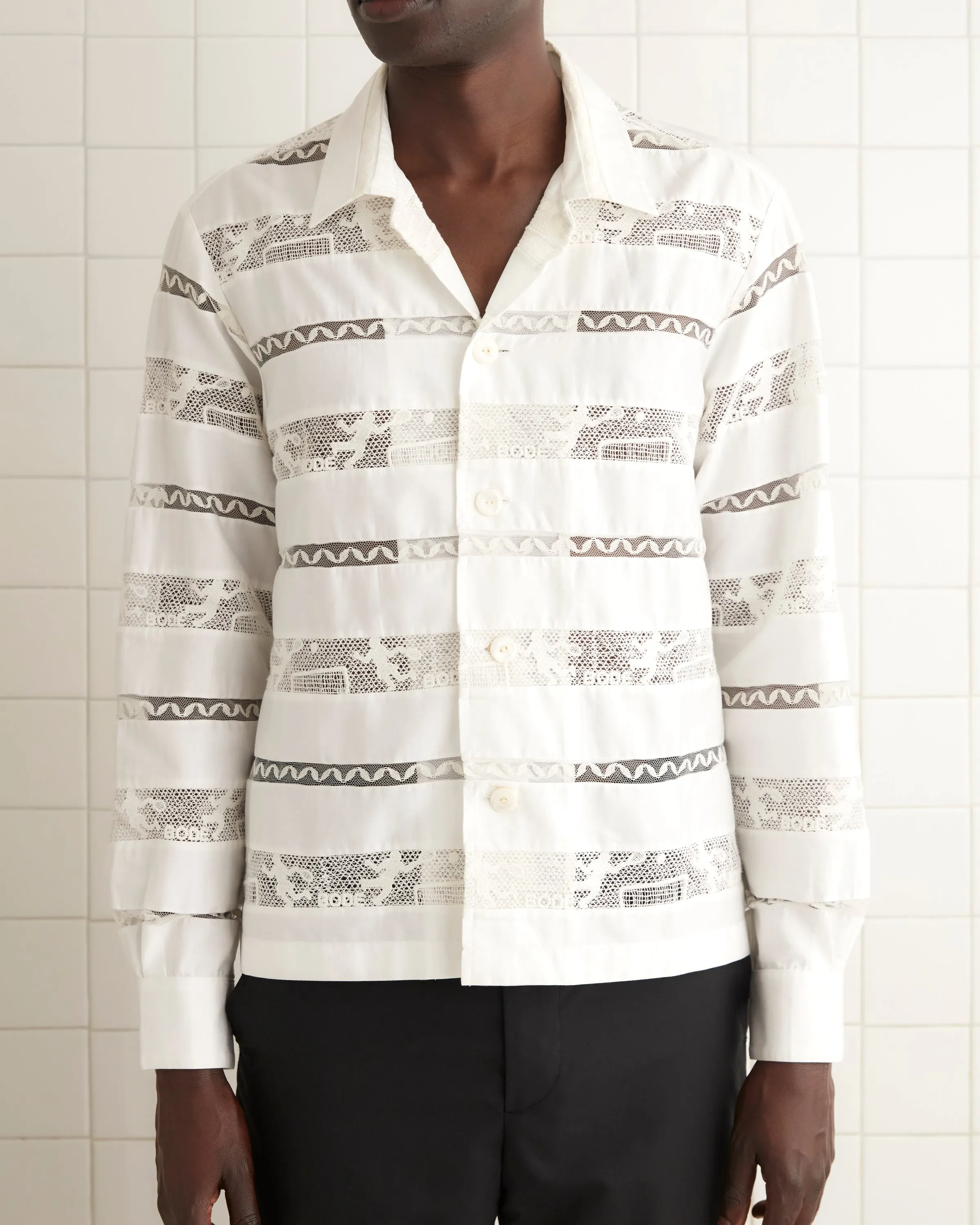 Tennis Lace Long Sleeve Shirt sold by BODE product image thumbnail 2