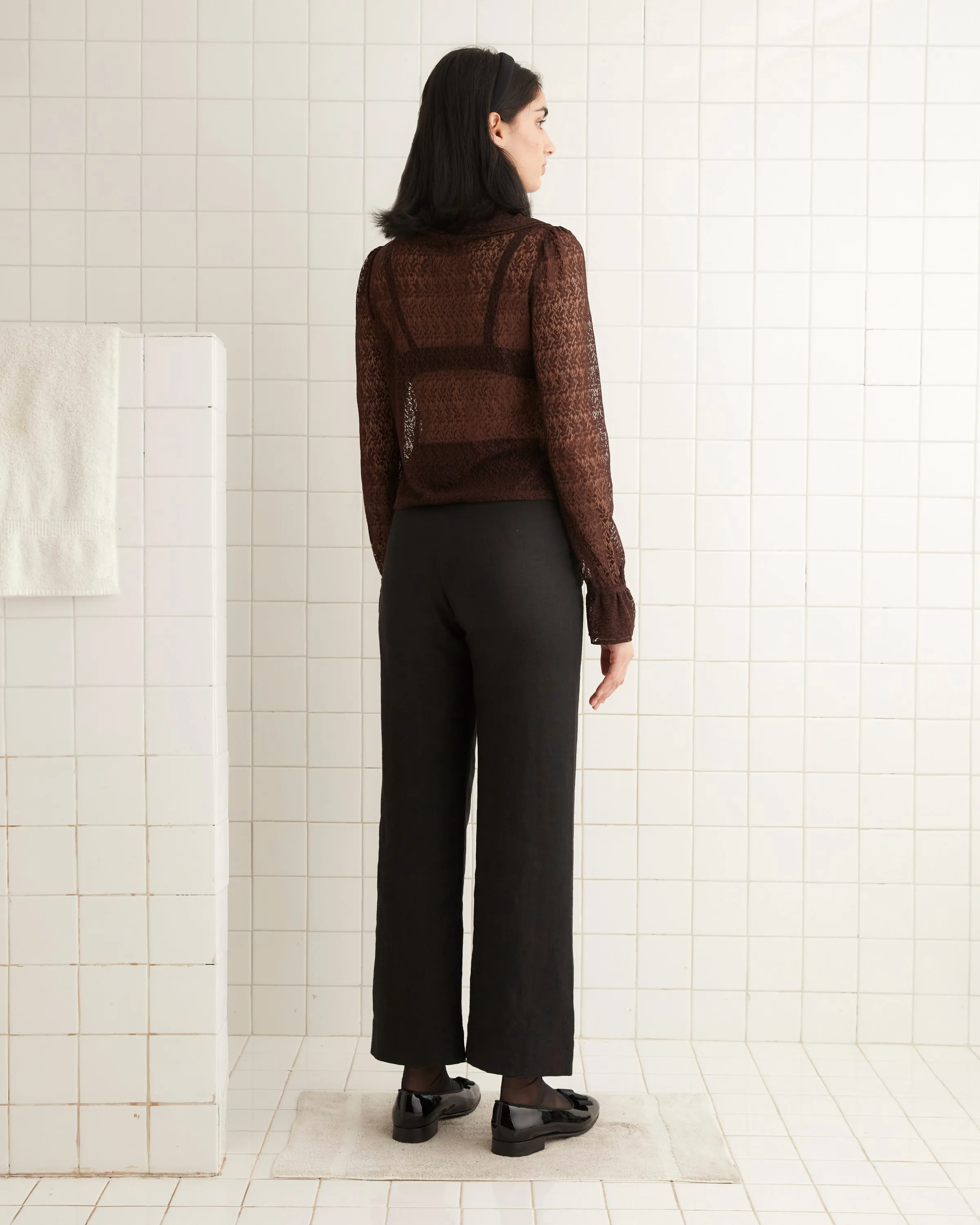 Lace Flounce Blouse - Brown/Black sold by BODE product image thumbnail 3