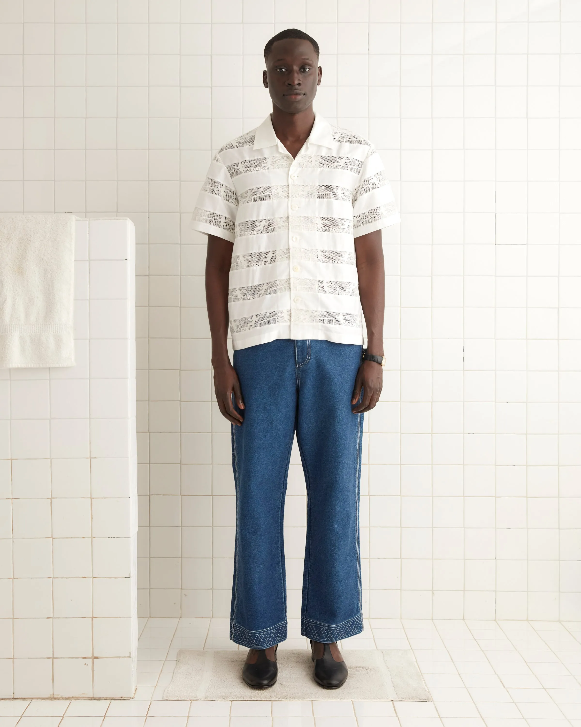 Tennis Lace Short Sleeve Shirt sold by BODE