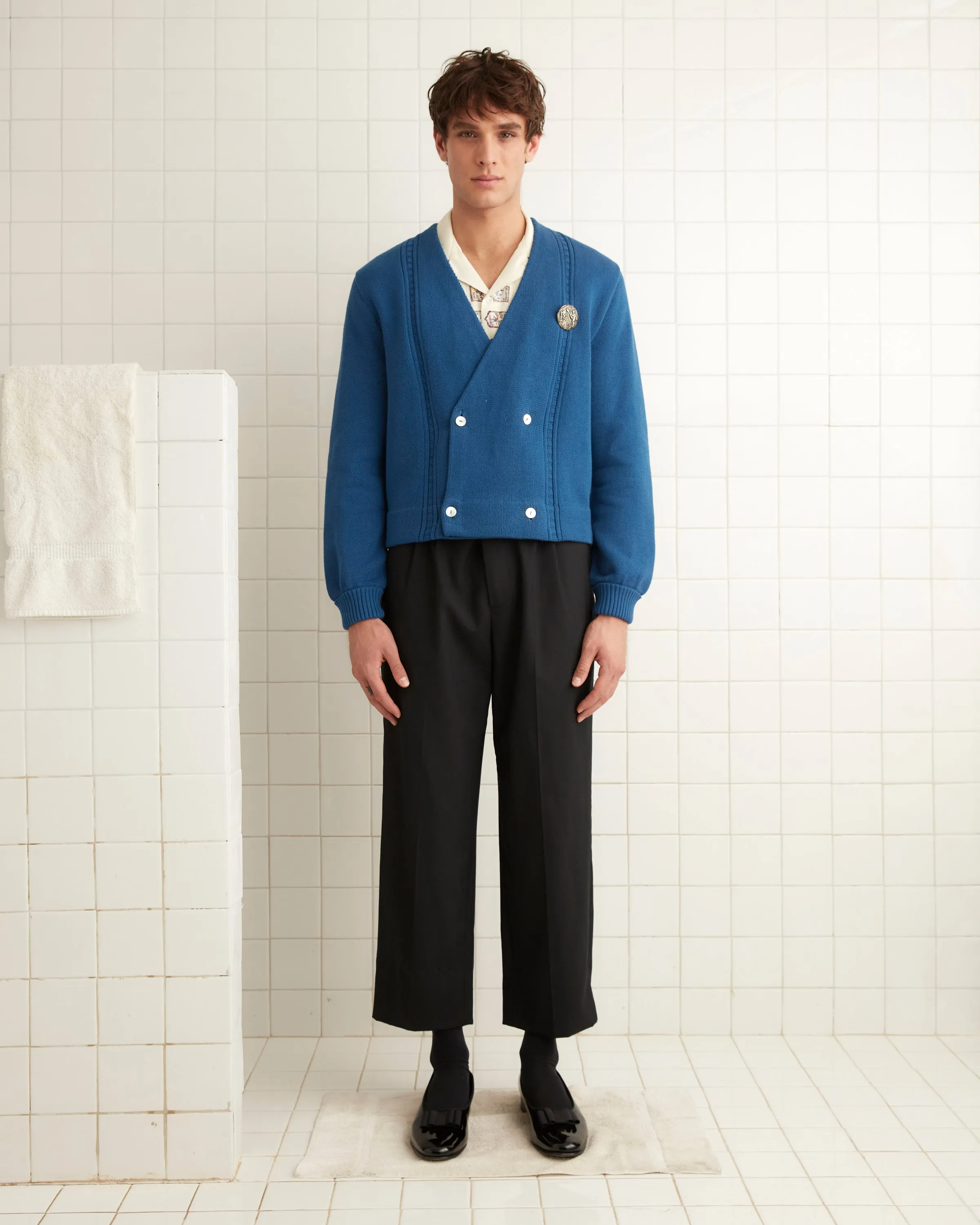 Double-Breasted Cardigan - Blue sold by BODE