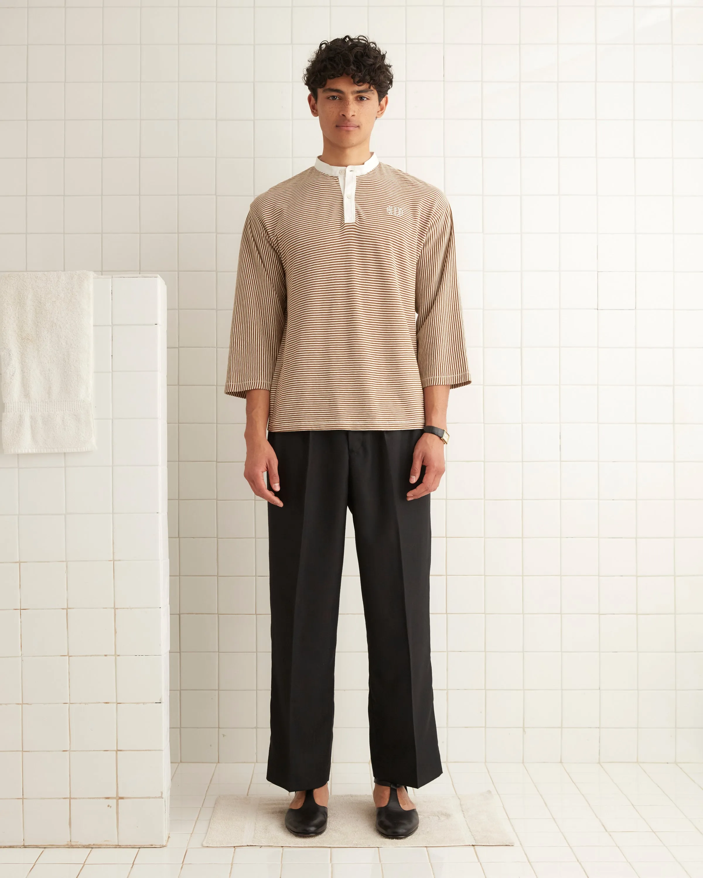 Newton Stripe Polo - Brown sold by BODE