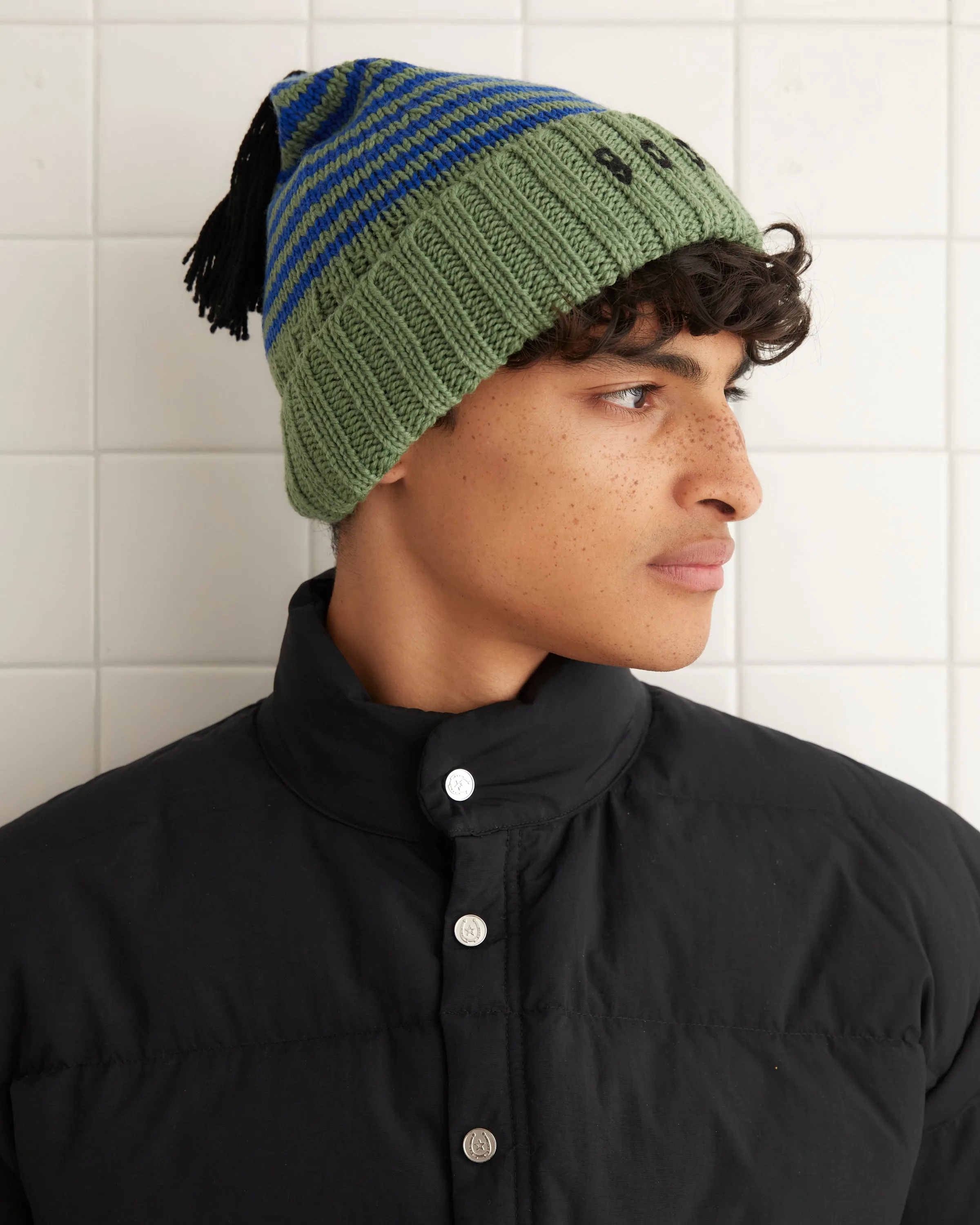 Roll-Up Tassel Beanie - Green sold by BODE product image thumbnail 4