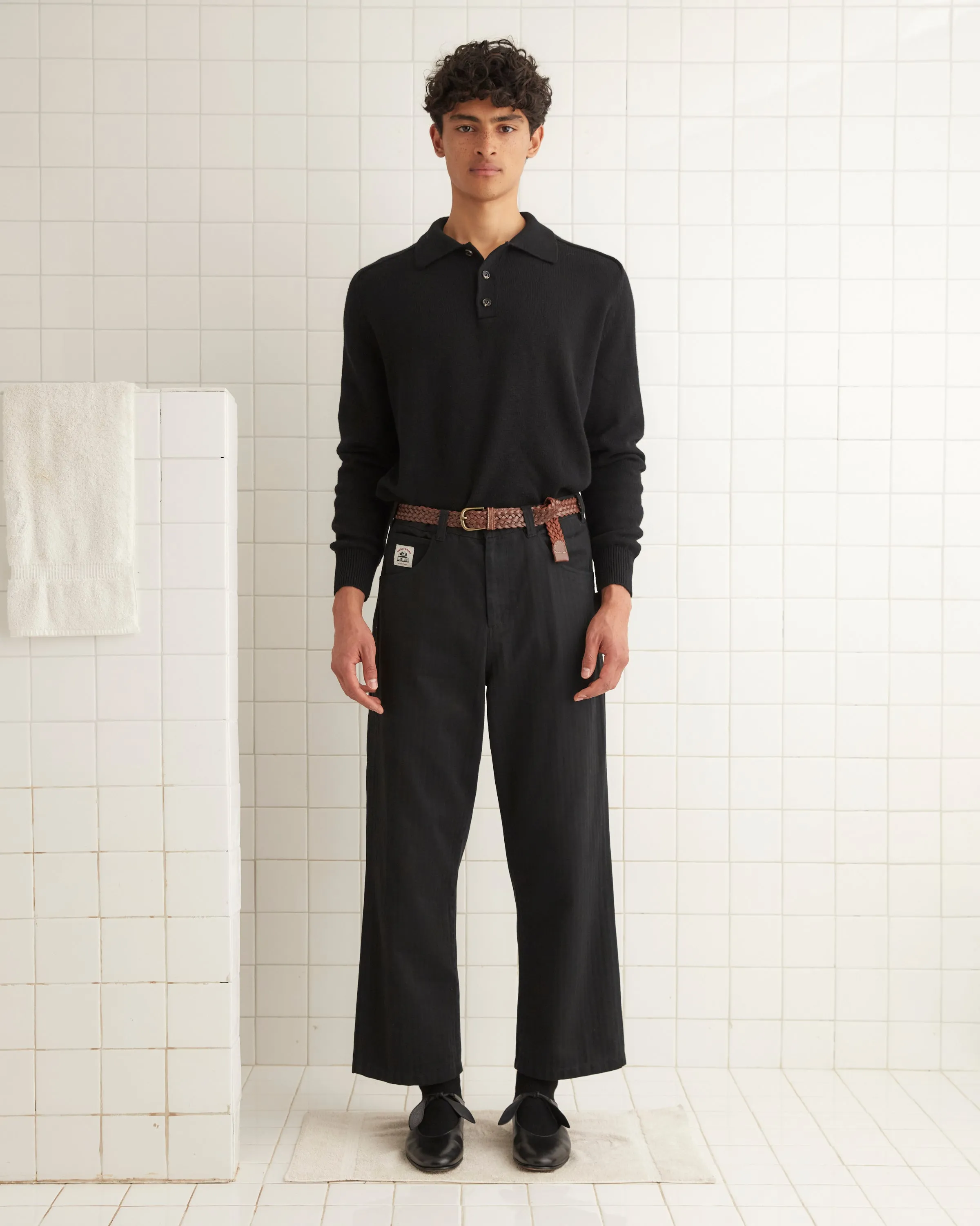 Cashmere Polo - Black sold by BODE
