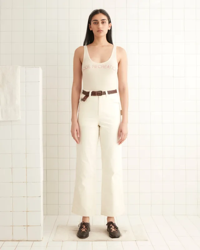 Herringbone Knolly Brook Trousers - White sold by BODE