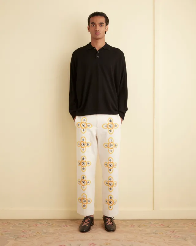 Embroidered Buttercup Trousers sold by BODE