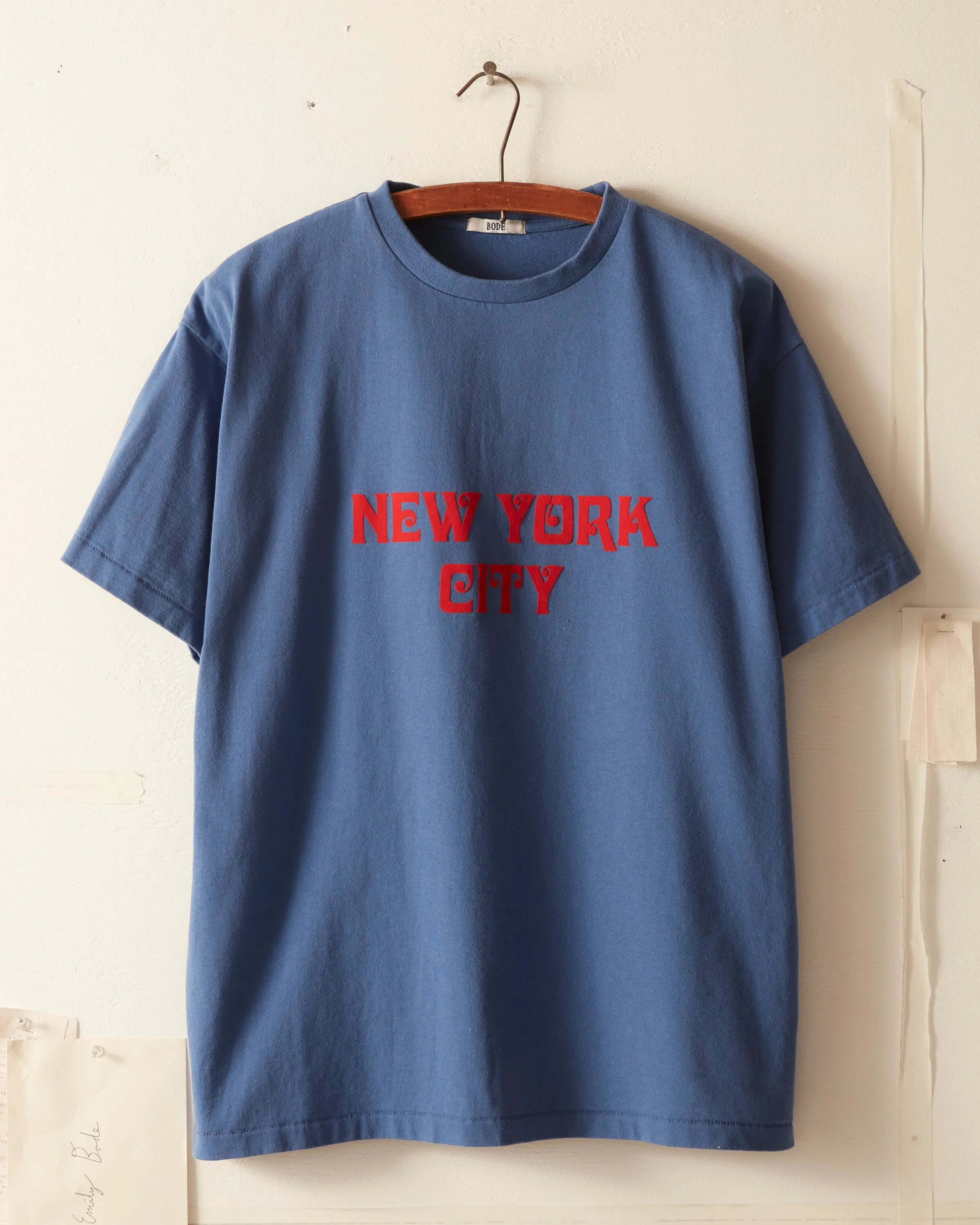 Flocked Nouveau Tee - Blue sold by BODE