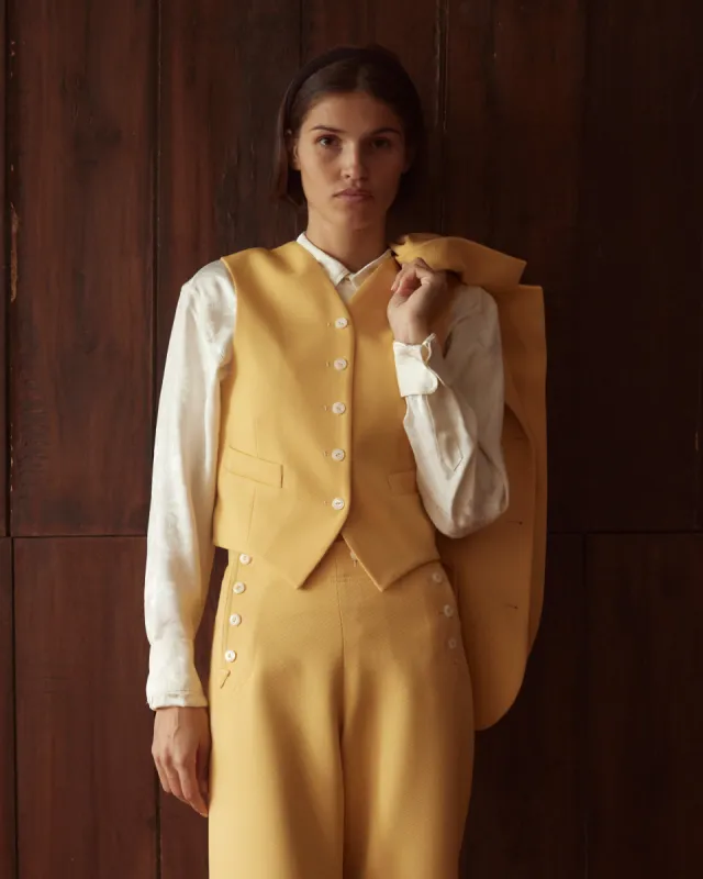 Riding Twill Waistcoat - Yellow sold by BODE