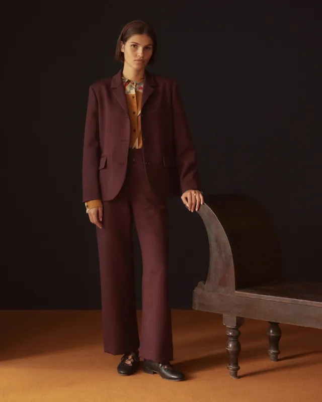Riding Twill Sailor Trousers - Burgundy sold by BODE