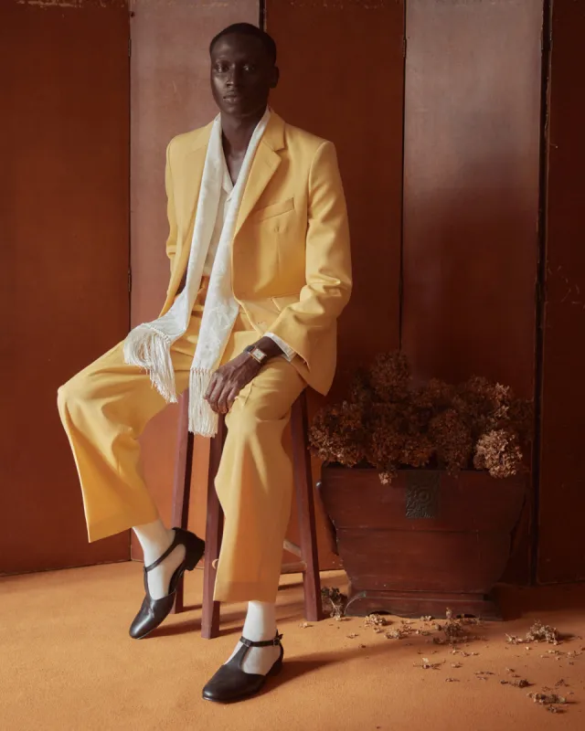 Riding Twill Suit Jacket - Yellow made by BODE