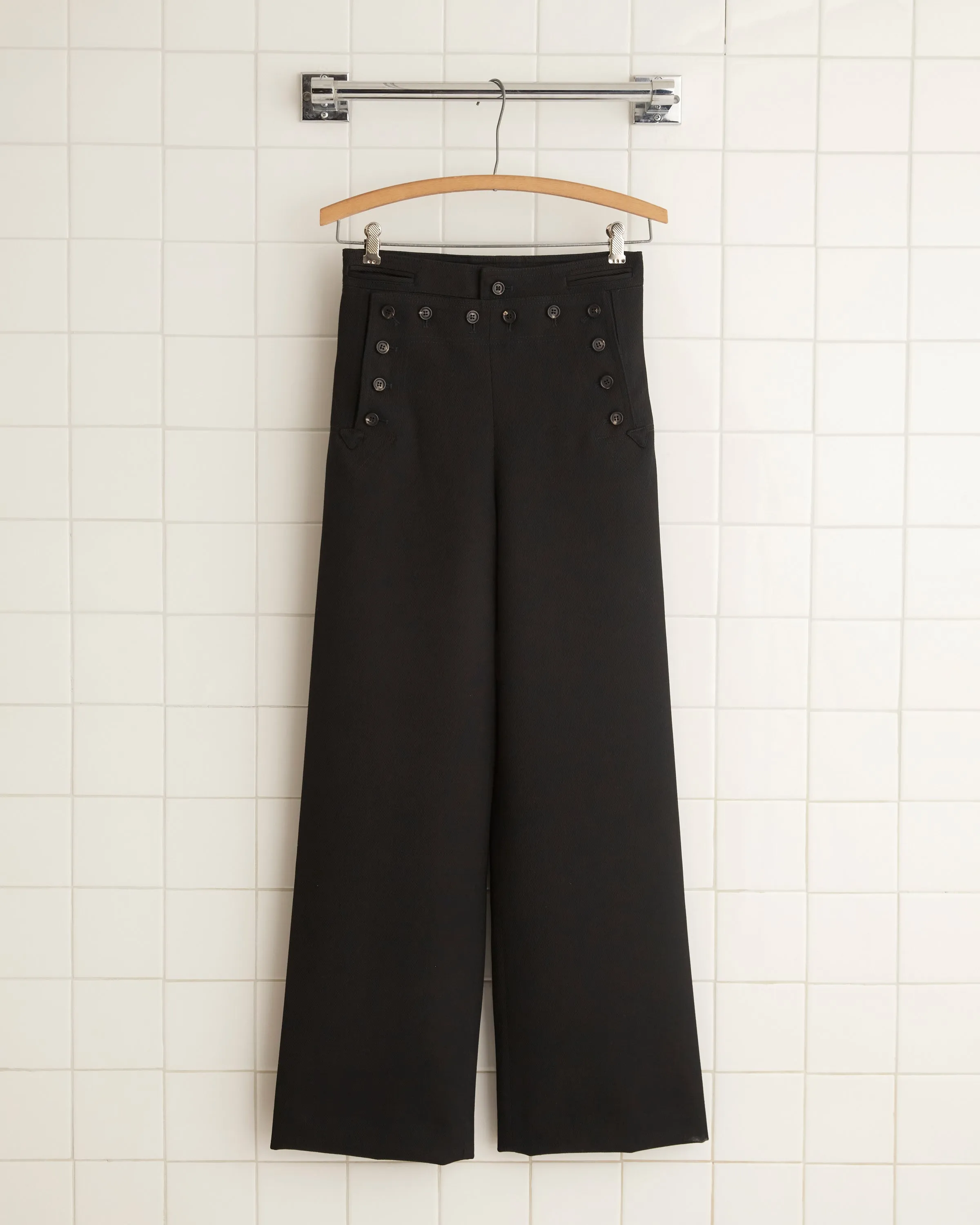 Riding Twill Sailor Trousers - Black sold by BODE