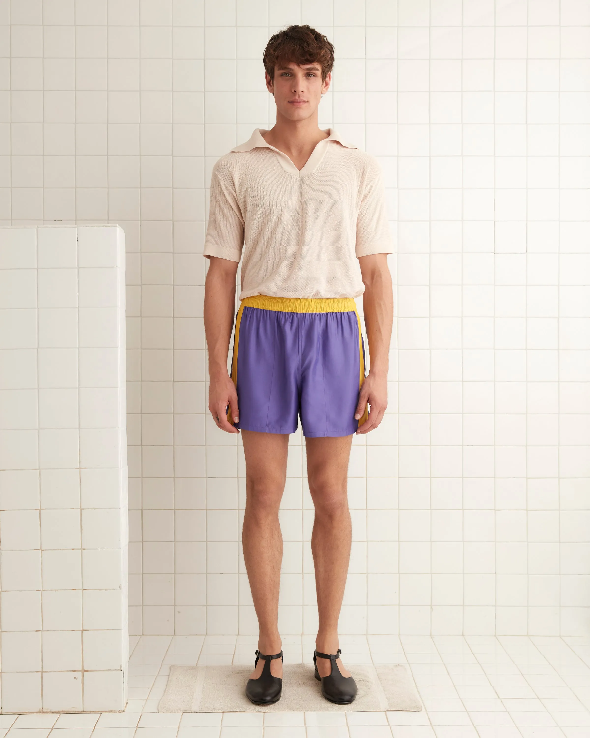 Satin Field Shorts - Purple sold by BODE