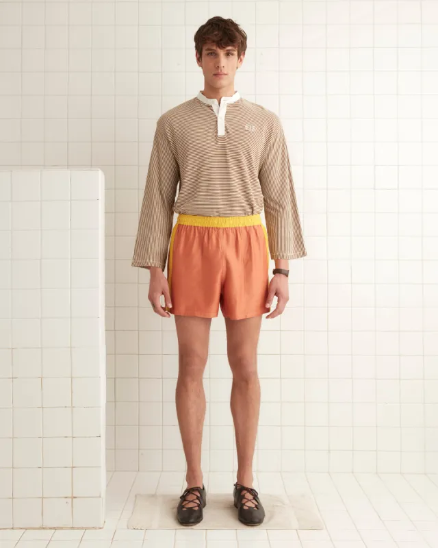 Satin Field Shorts - Orange sold by BODE