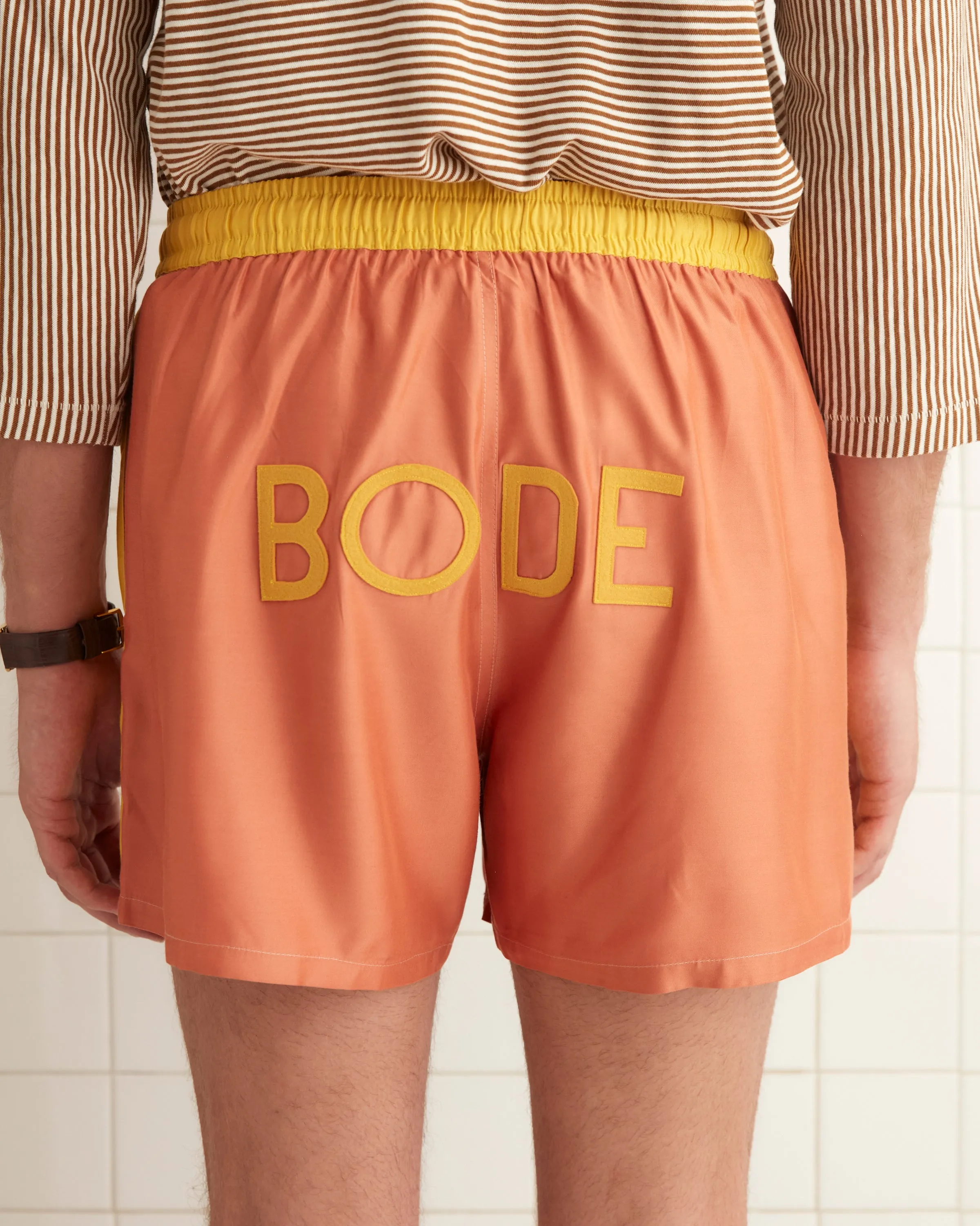 Satin Field Shorts - Orange sold by BODE product image thumbnail 2