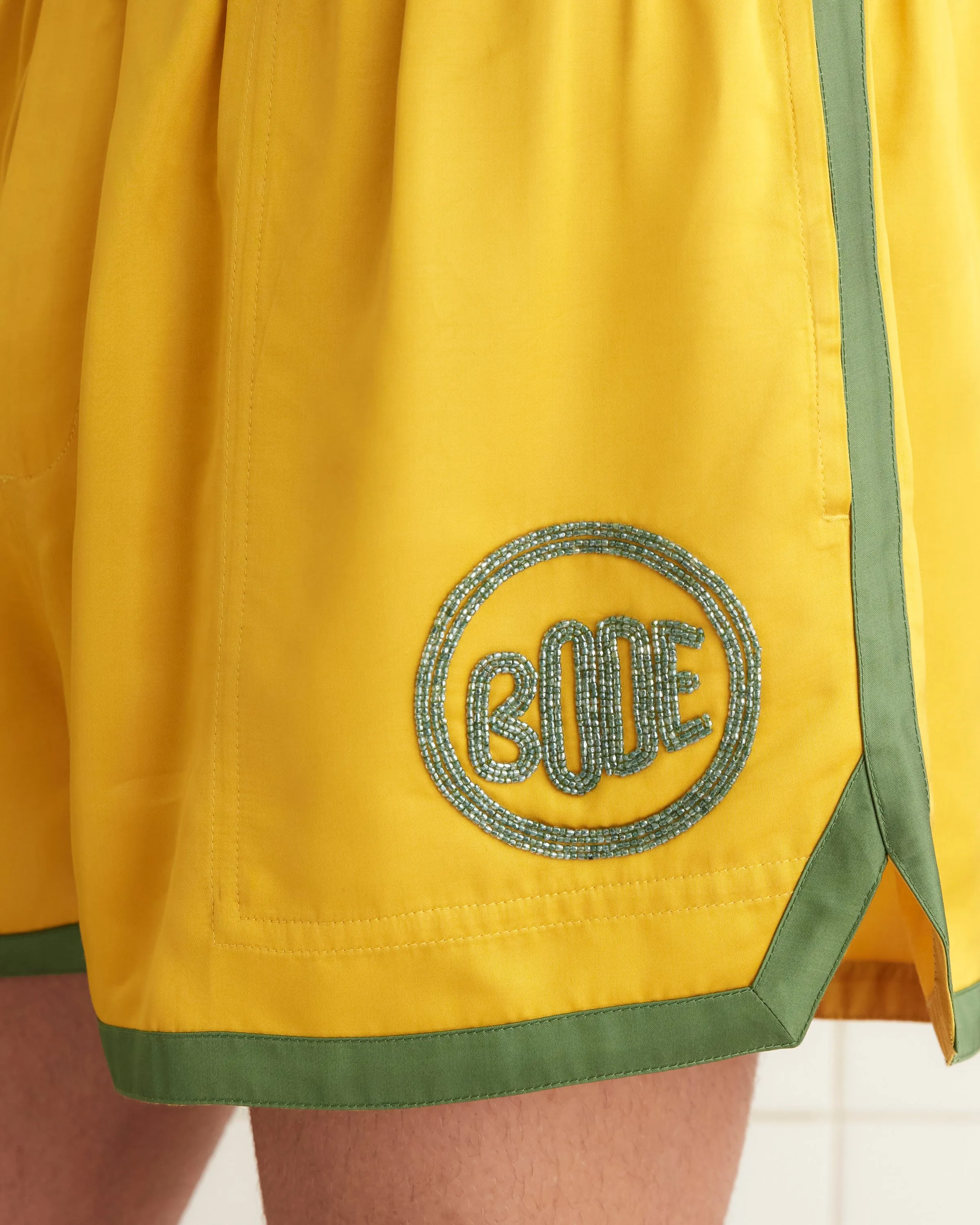 Satin Gym Shorts - Yellow sold by BODE product image thumbnail 2