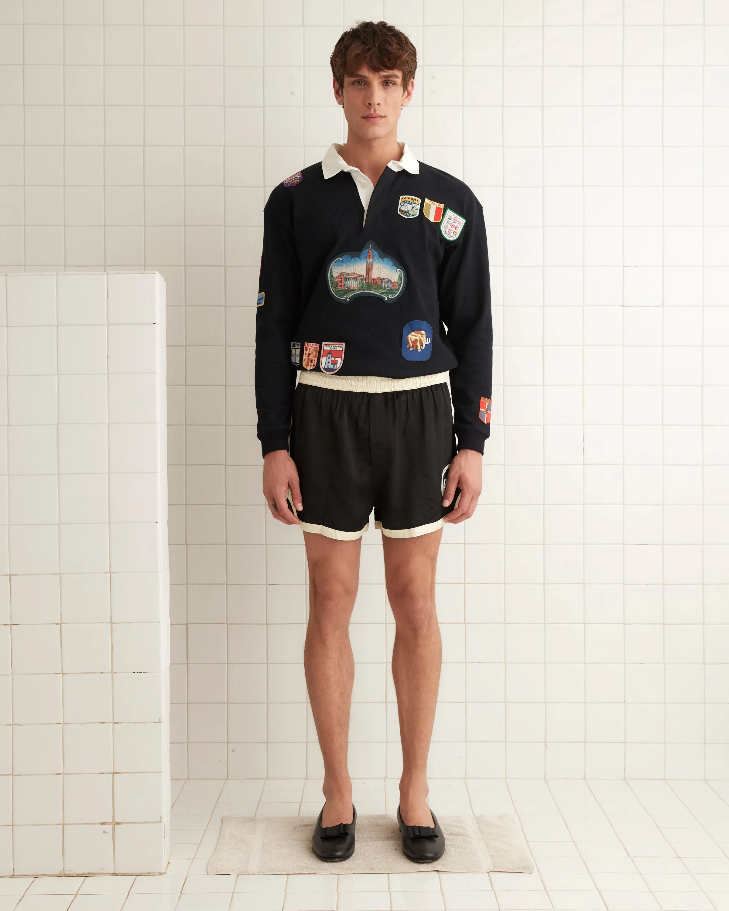 Satin Gym Shorts - Black sold by BODE