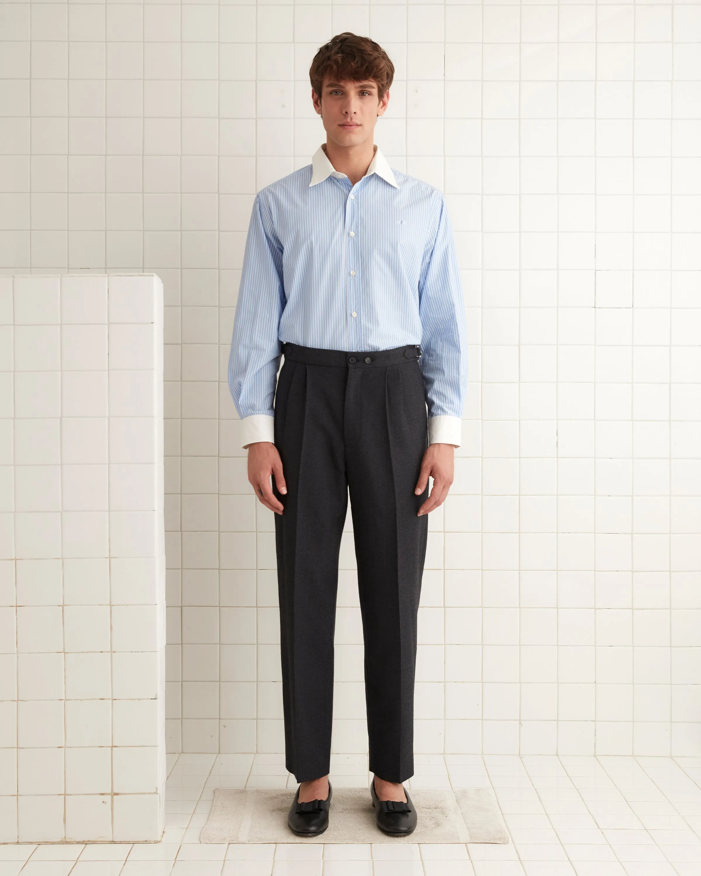 Thornproof Pleated Trousers sold by BODE
